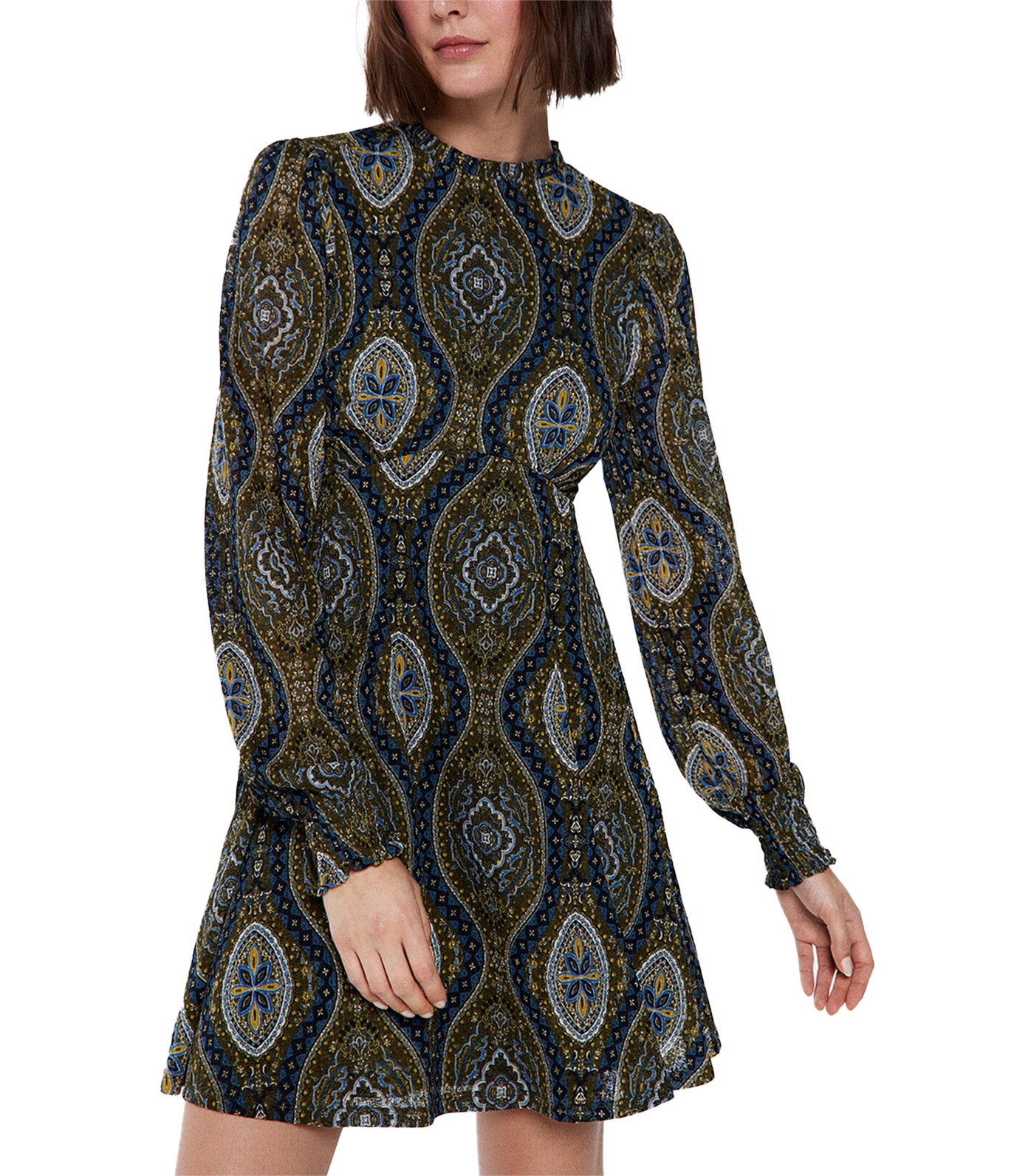 Short Boho Printed Dress Blue