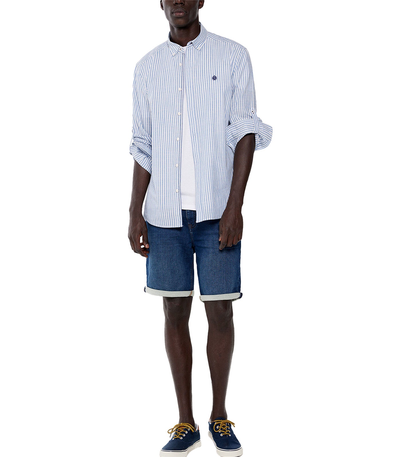 Light Striped Polo Shirt Blue