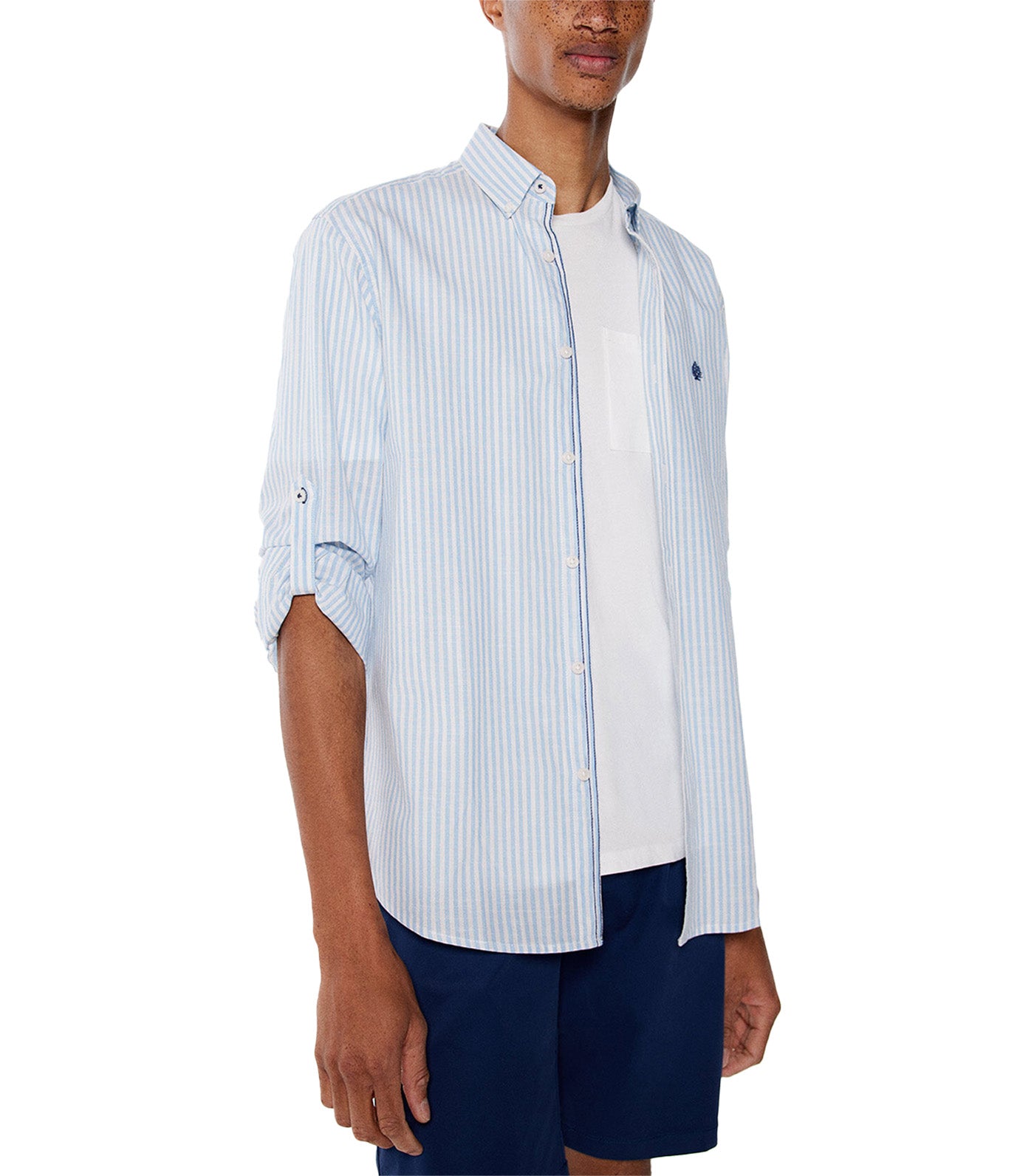 Light Striped Polo Shirt Light Blue