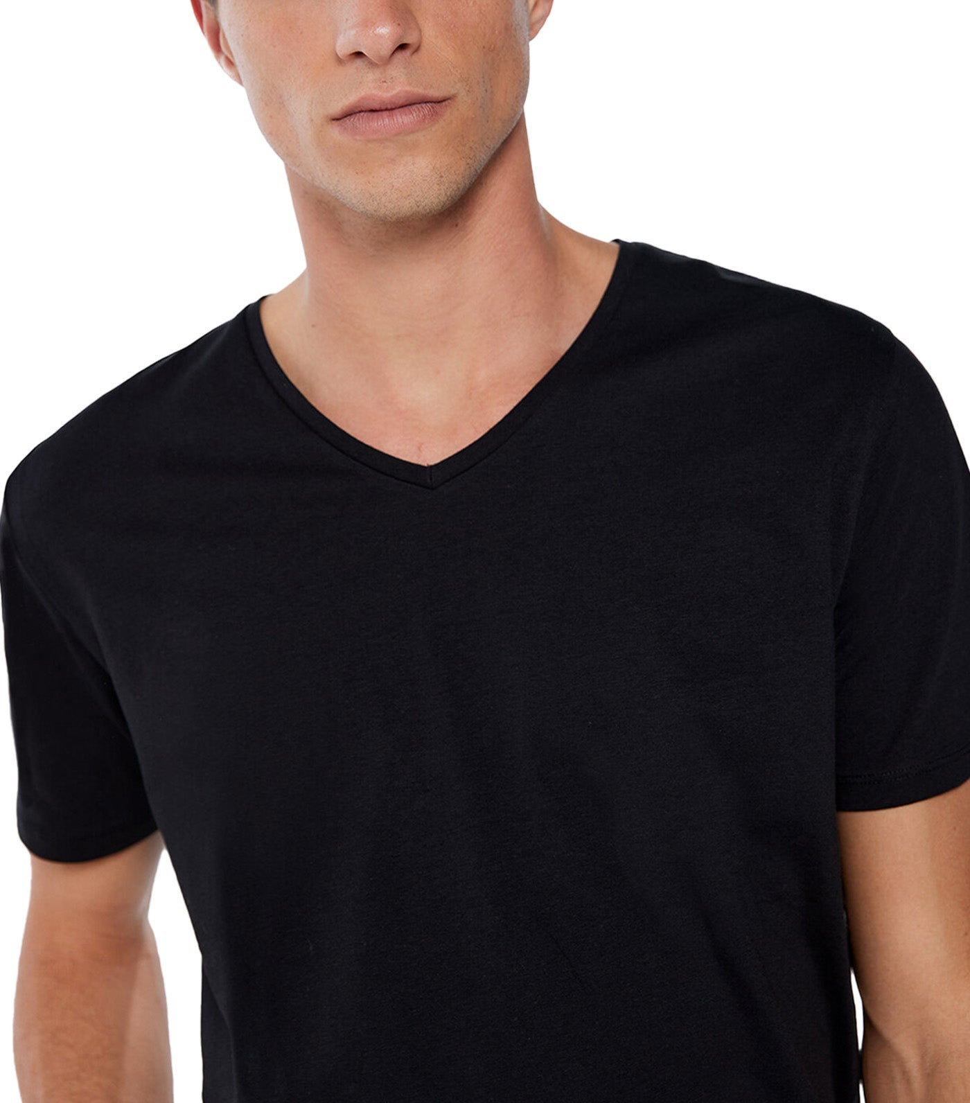 Elastane V-Neck T-Shirt Black