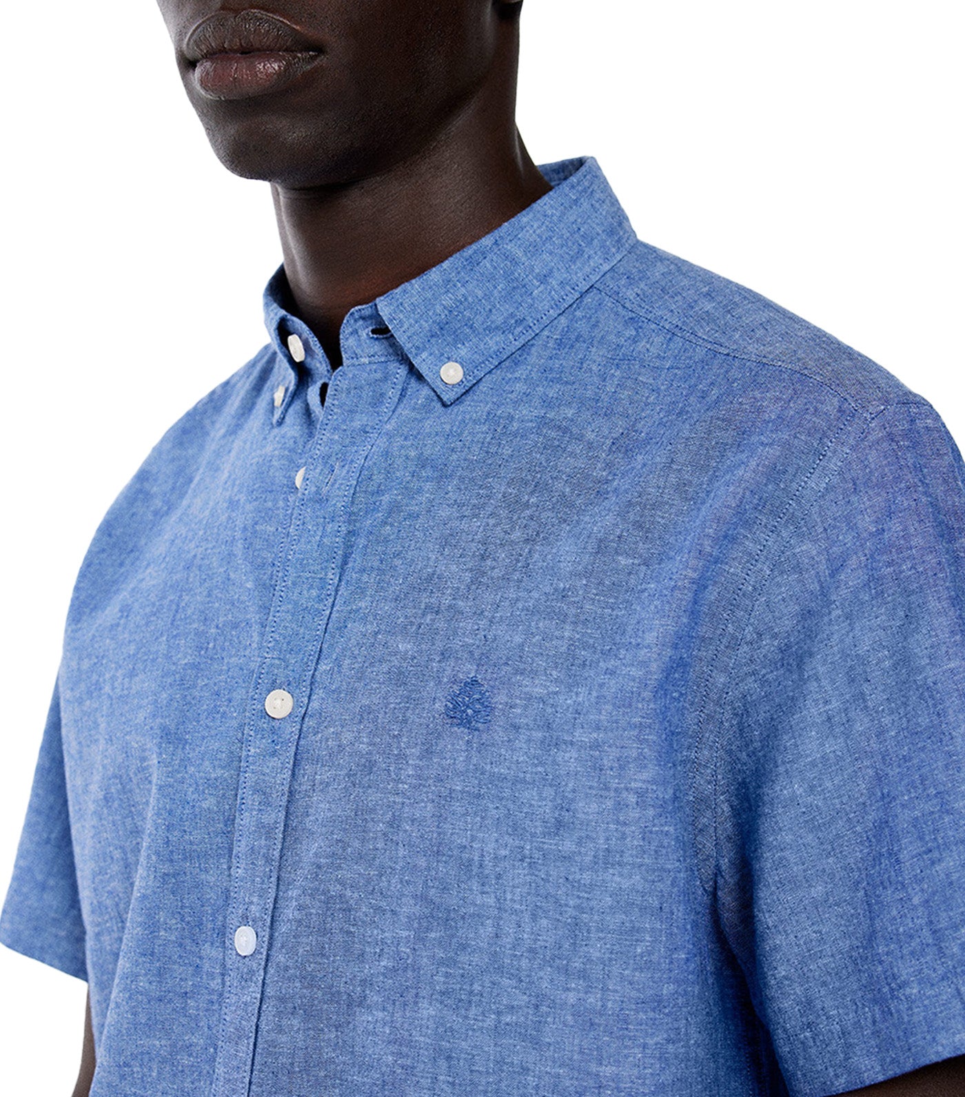 Short-Sleeved Linen Shirt Blue