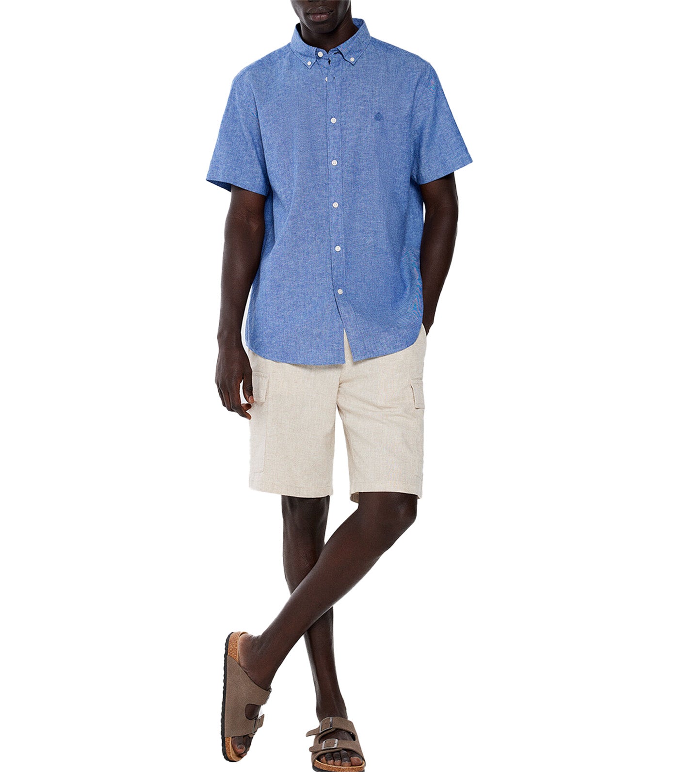 Short-Sleeved Linen Shirt Blue