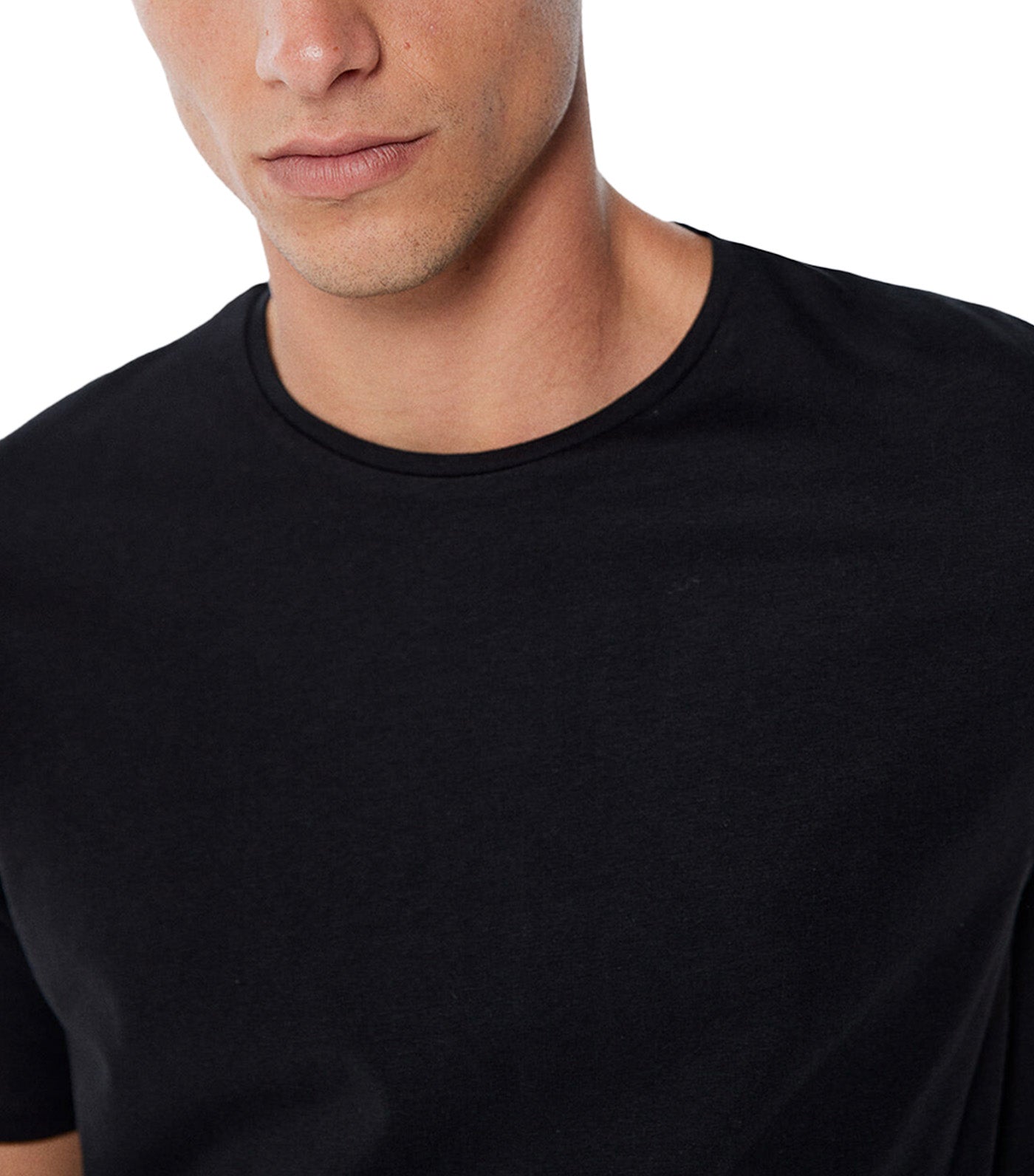 Elastane Round Neck T-Shirt Black
