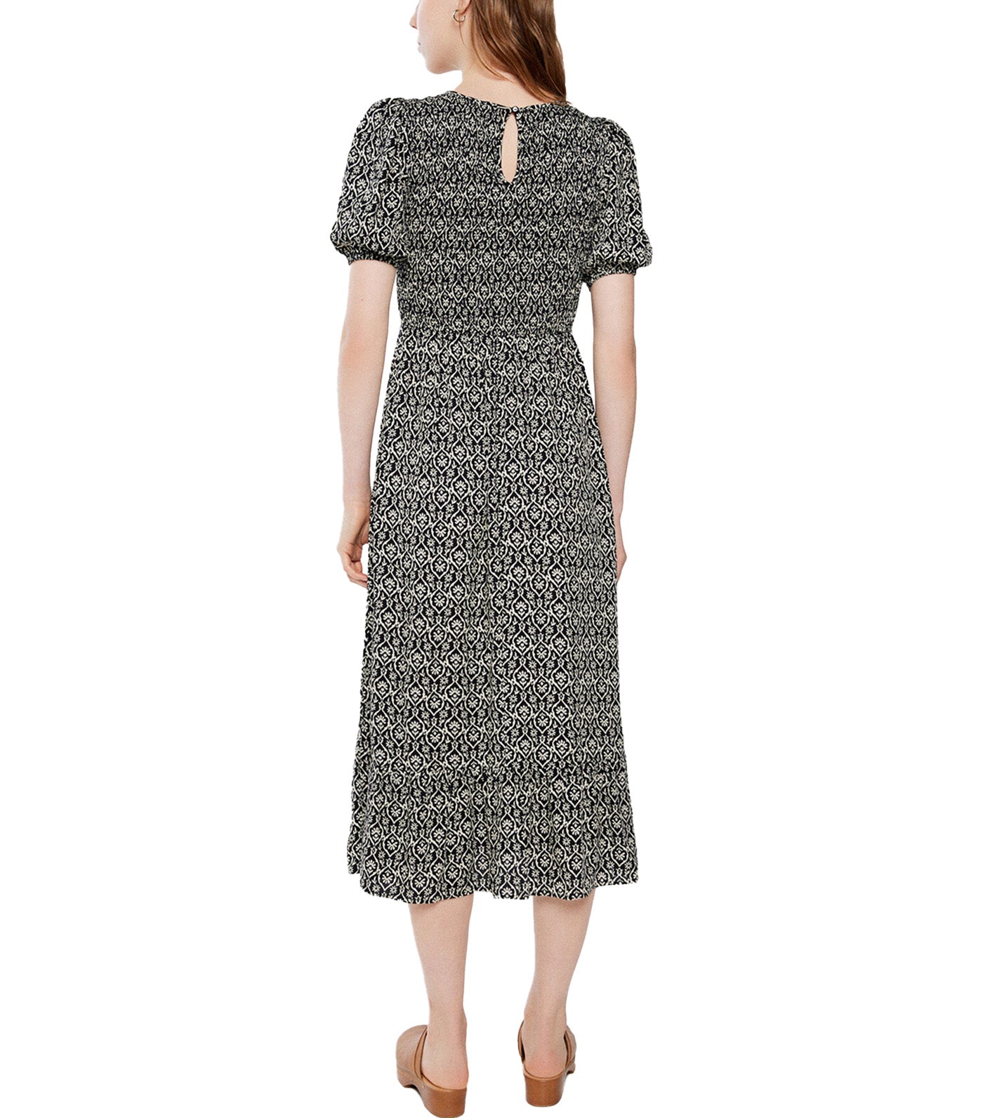 Patterned Midi Dress Black