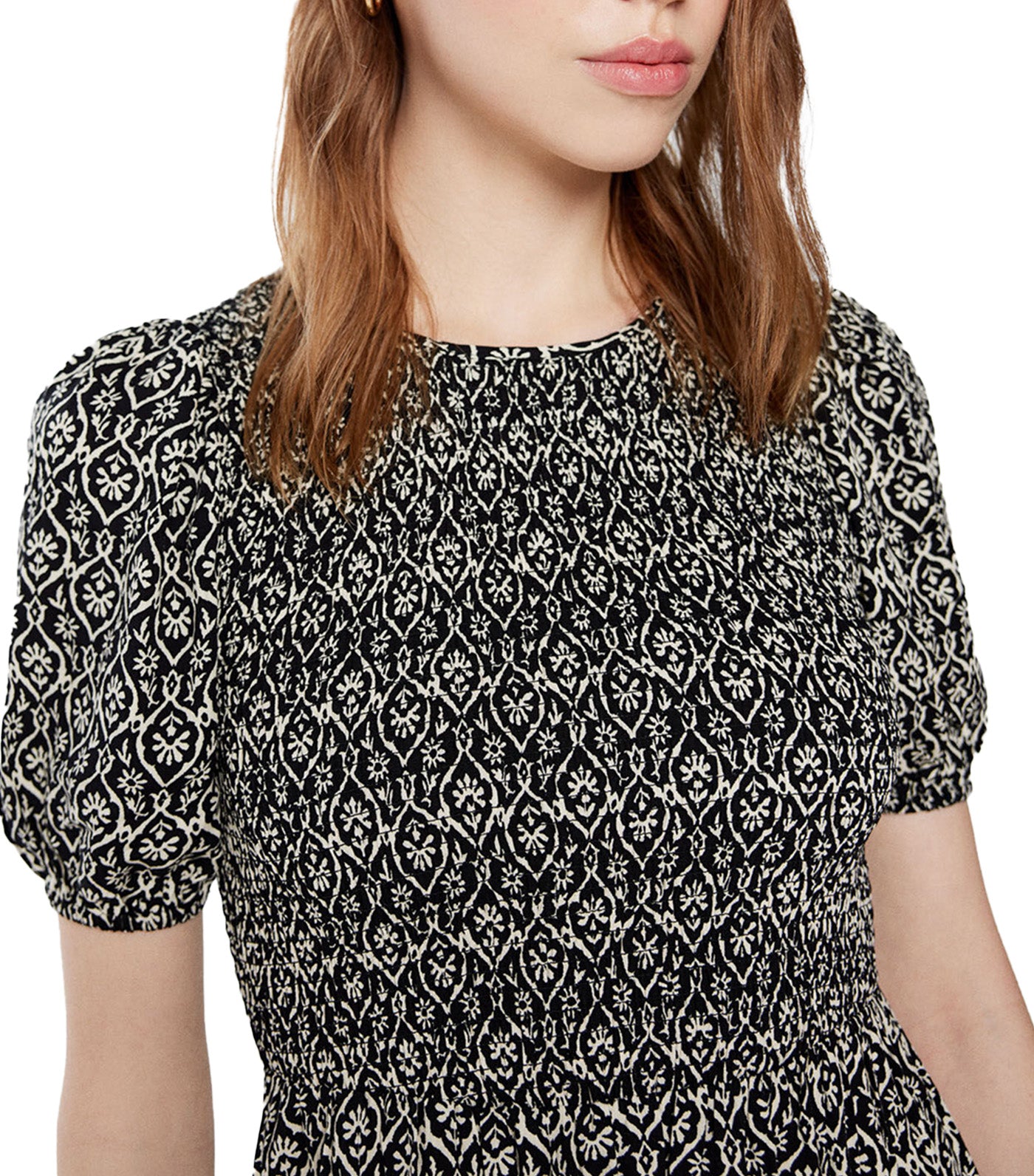 Patterned Midi Dress Black