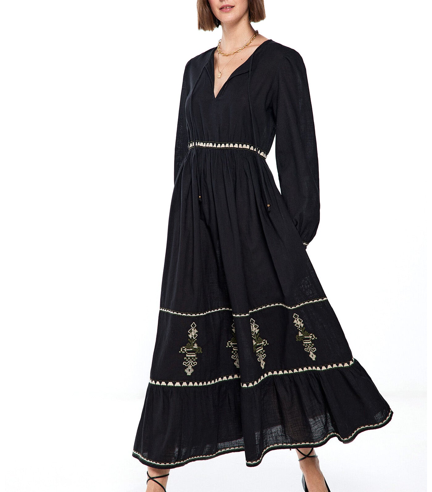 Embroidered Midi Dress