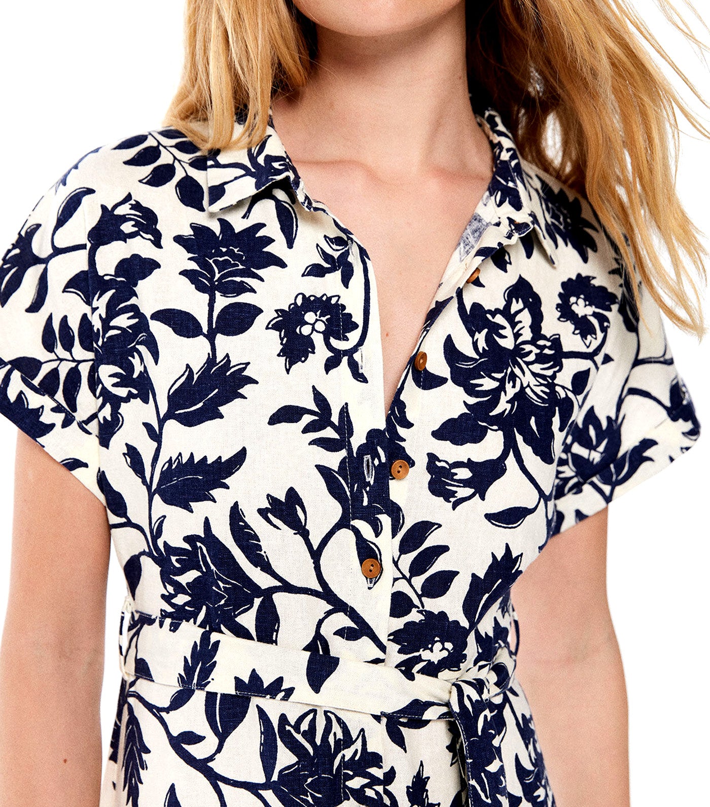 Two-Tone Printed Midi Shirt Dress