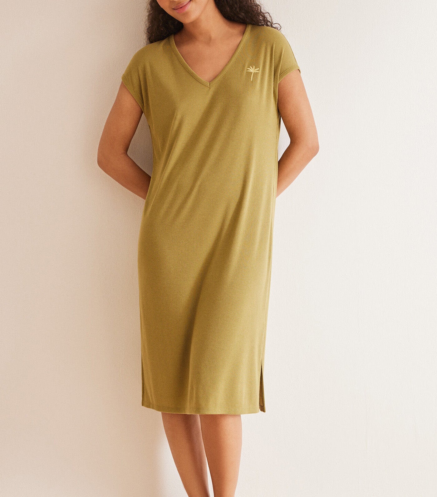 Long Rib Nightgown Green