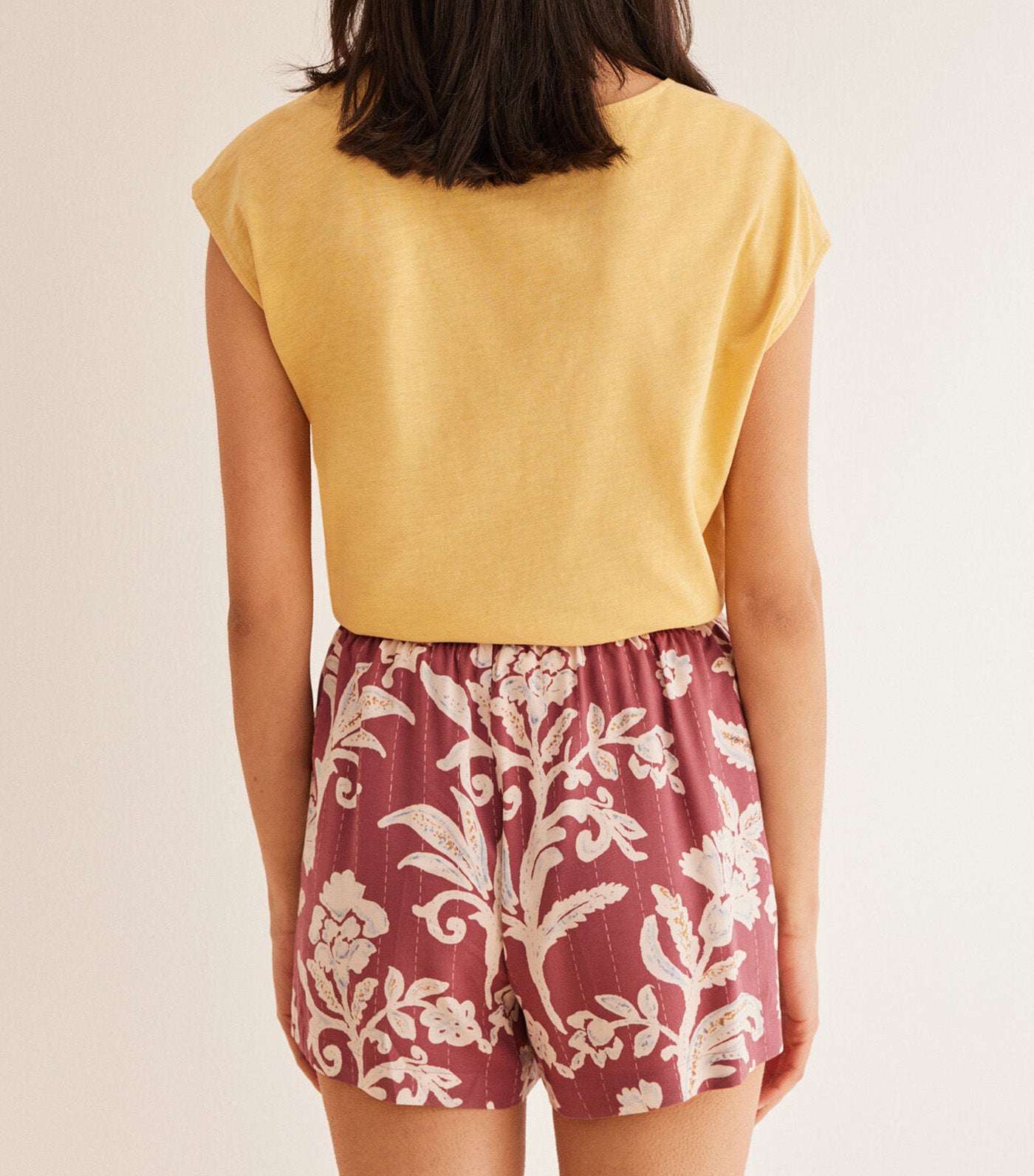 Paisley Viscose Shorts Maroon