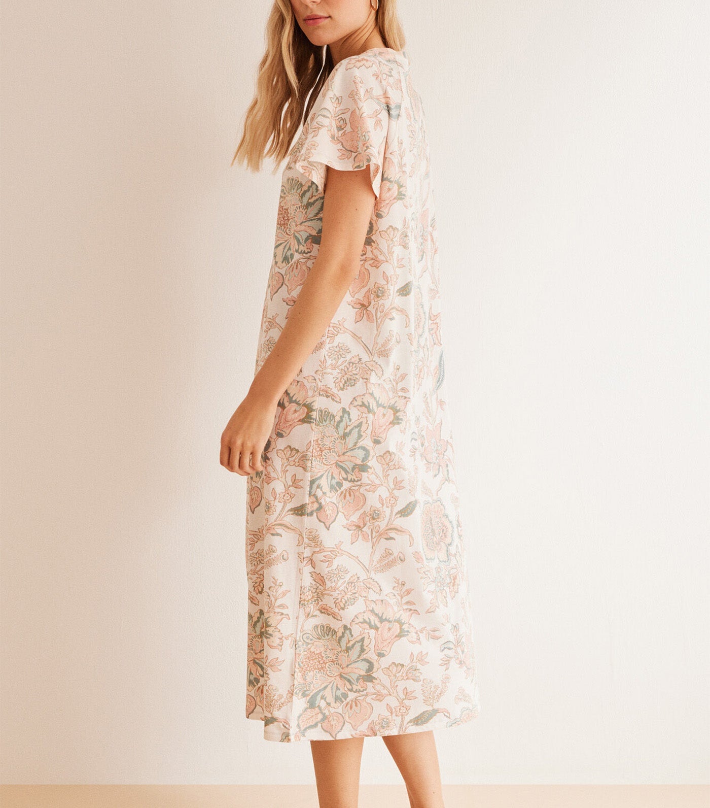 Floral Print Cotton Nightgown White