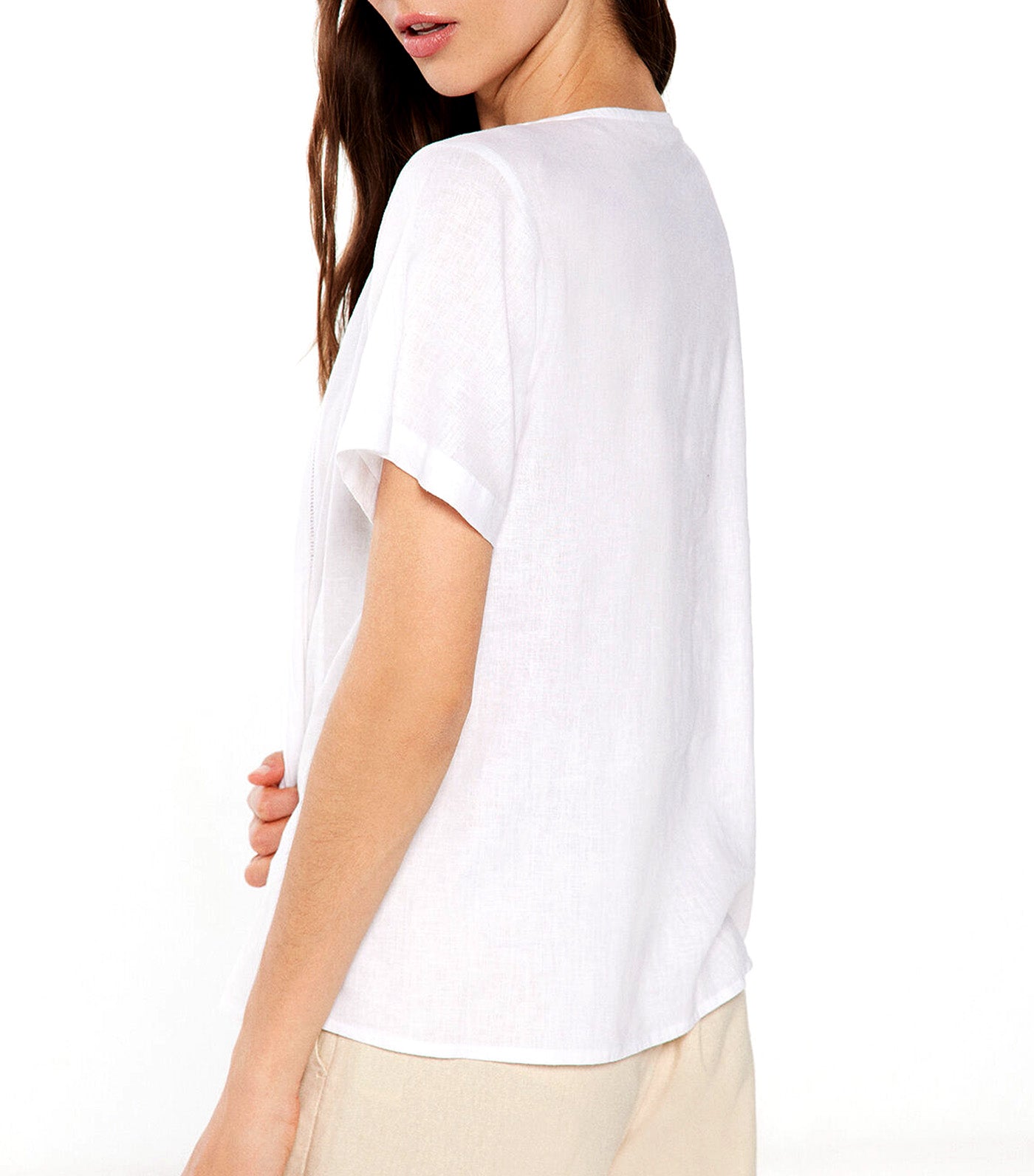 Pintucks Blouse With Linen White