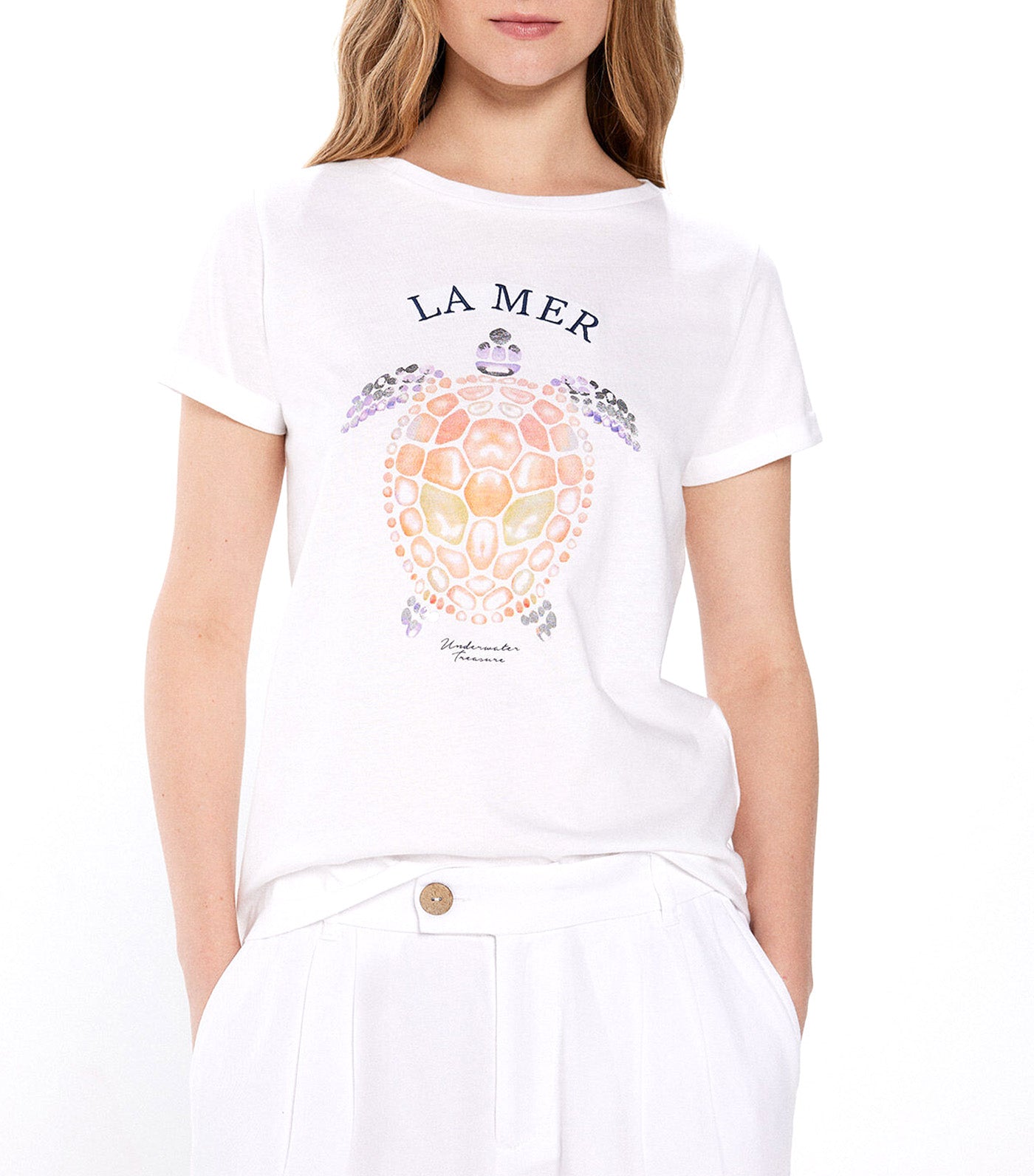 Navy Graphic T-Shirt White