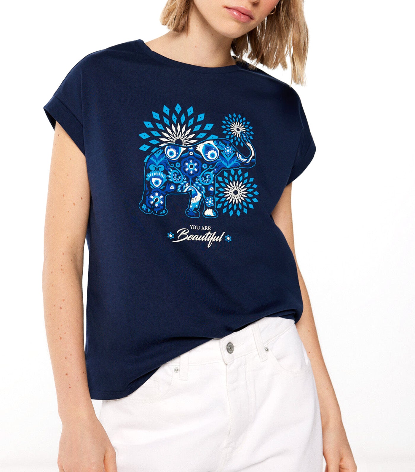Ethnic Graphic T-Shirt Navy