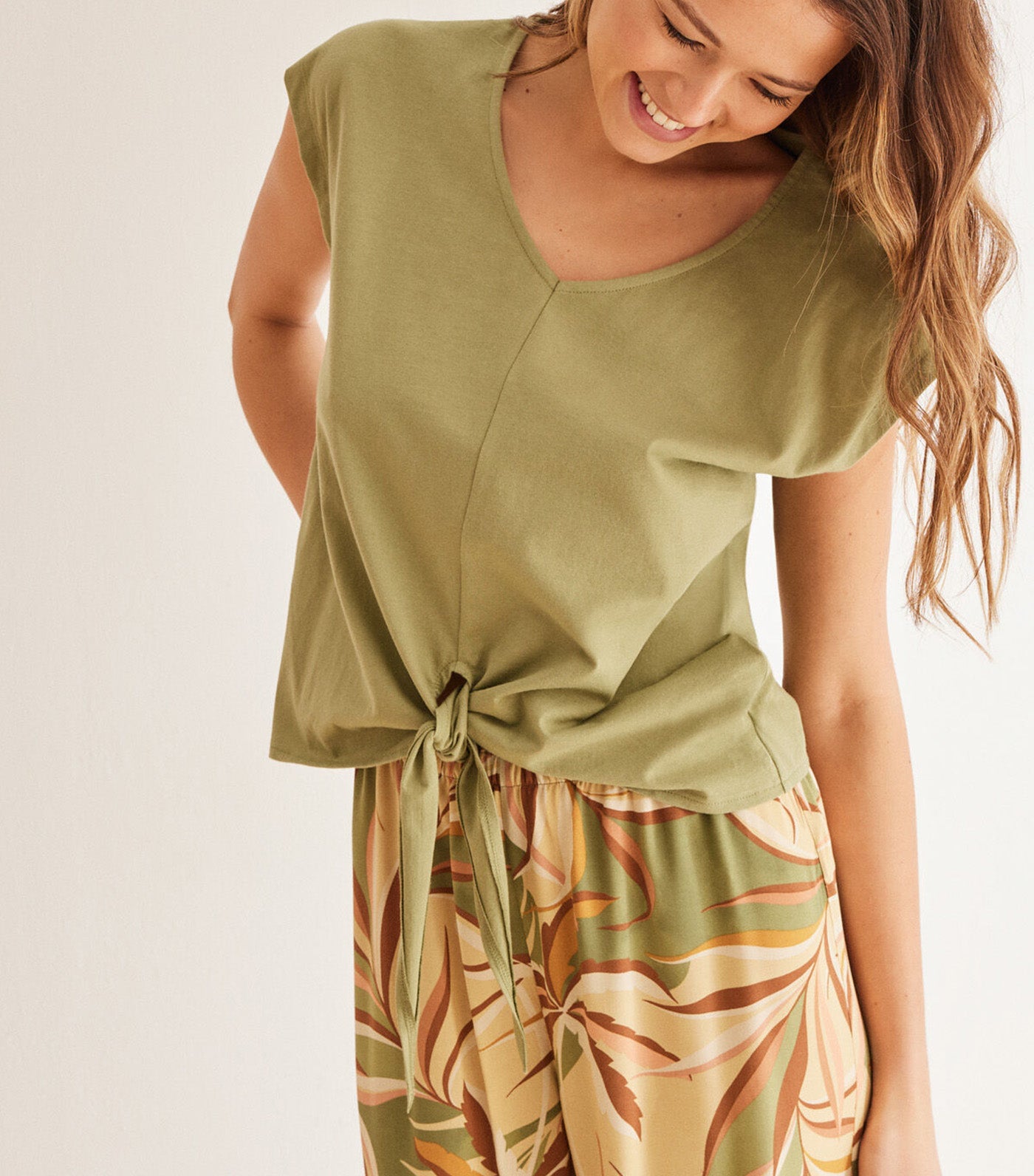 Tropical Print Set Khaki