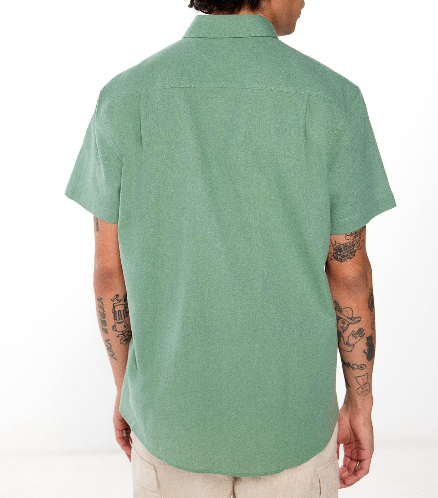 Short Sleeve Linen Shirt Green