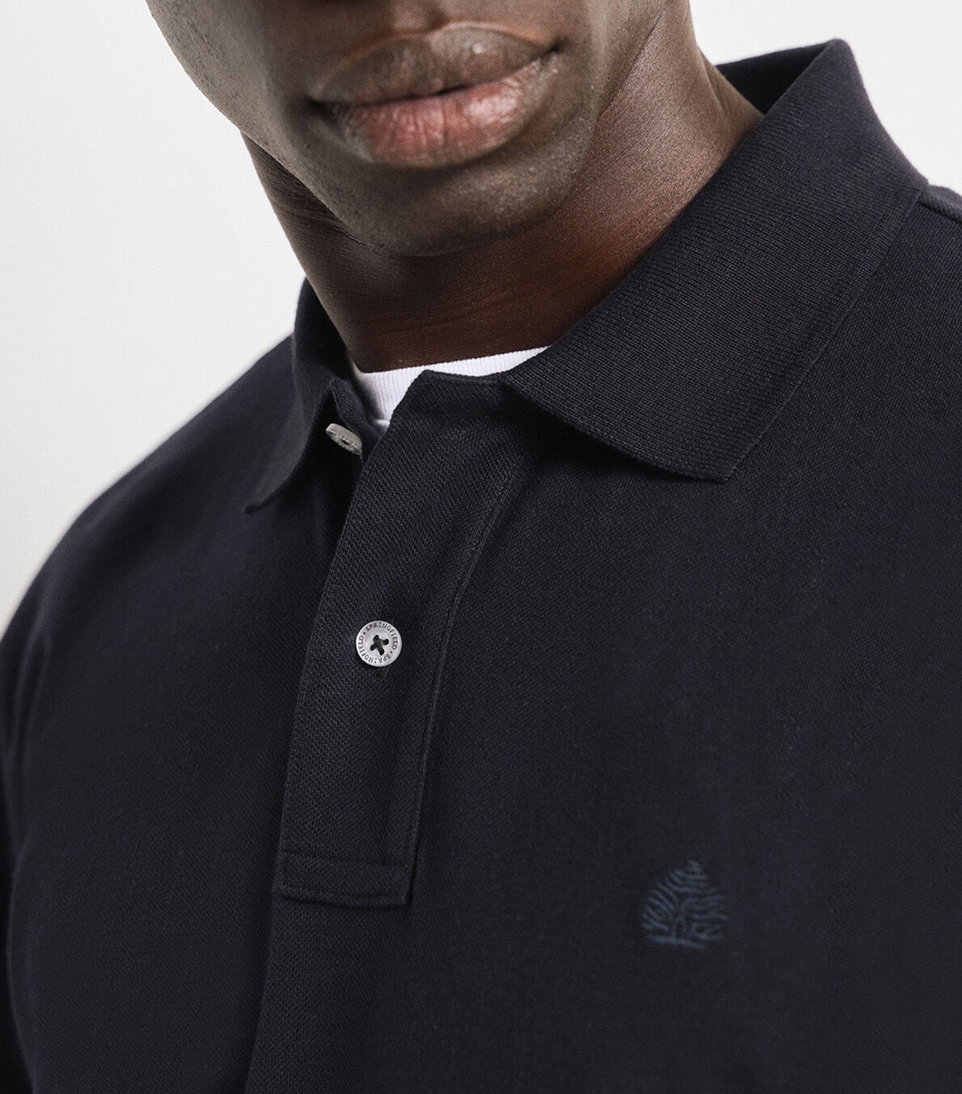 Long Sleeve Basic Polo Shirt Dark Blue