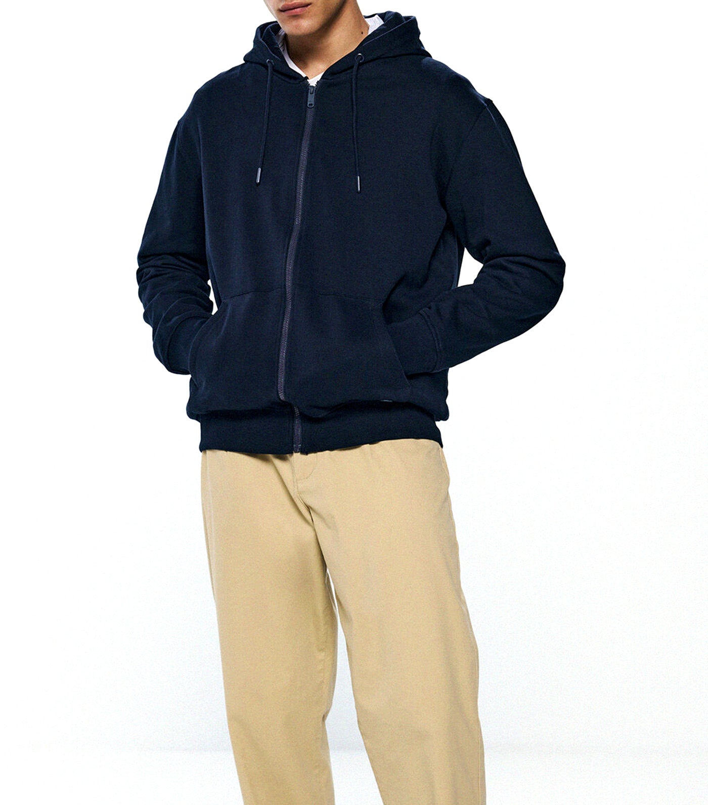 Essential Zip-Up Hoodie Dark Blue