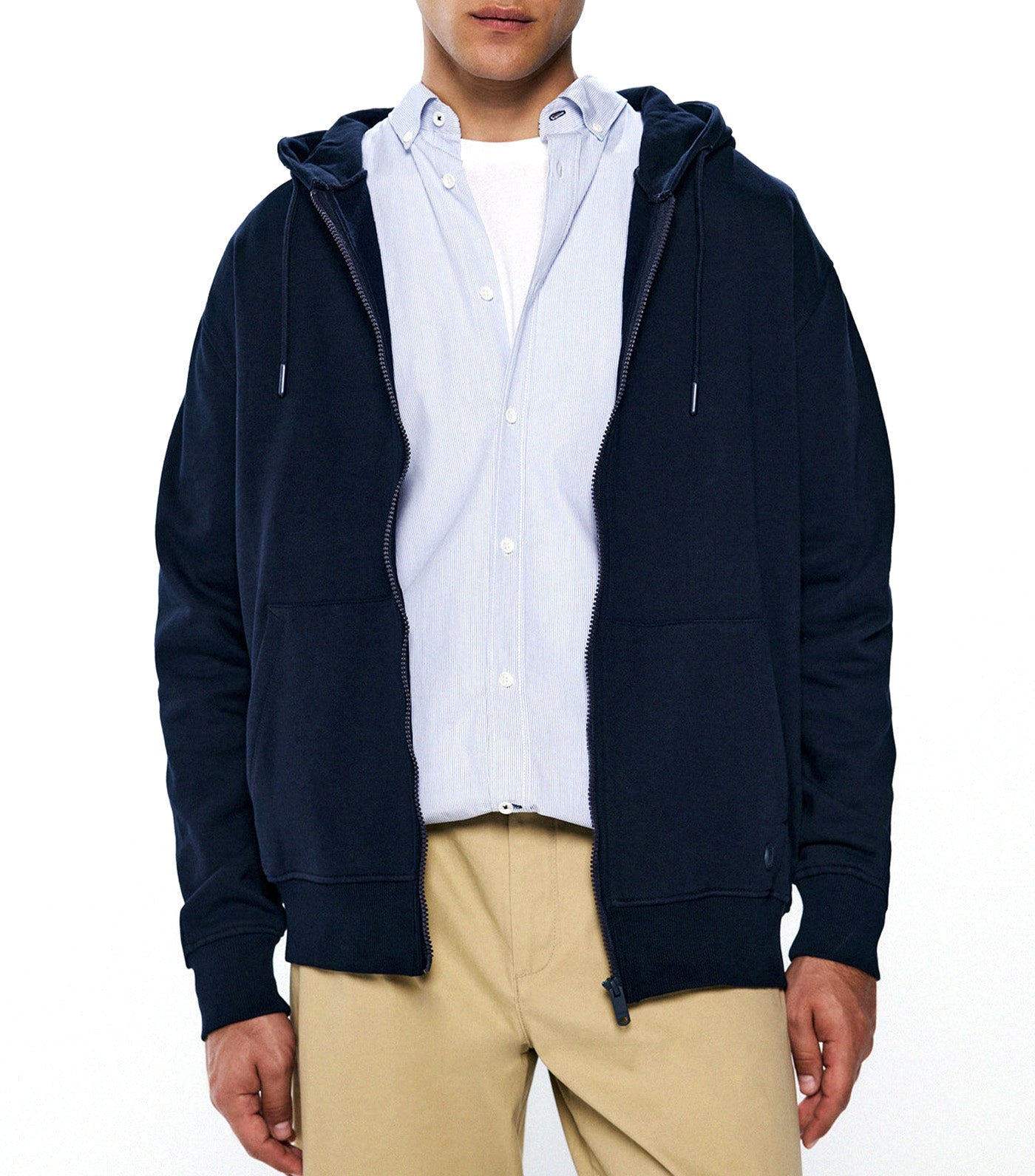 Essential Zip-Up Hoodie Dark Blue