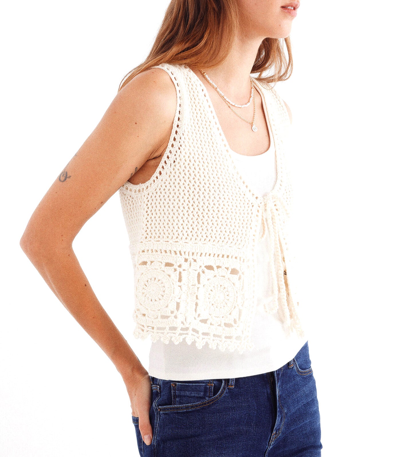 Crochet Waistcoat Sand