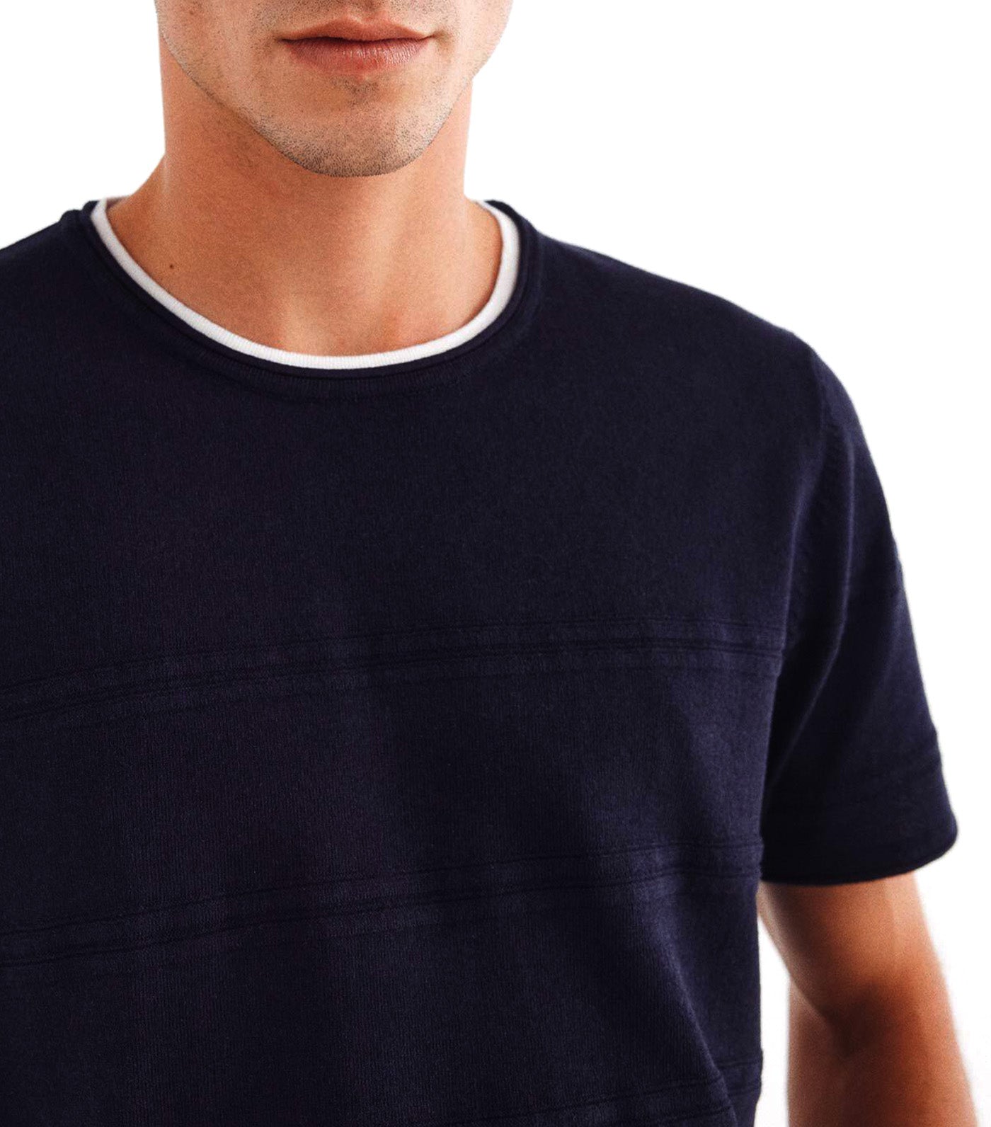 Short Sleeve Textured Jumper Navy