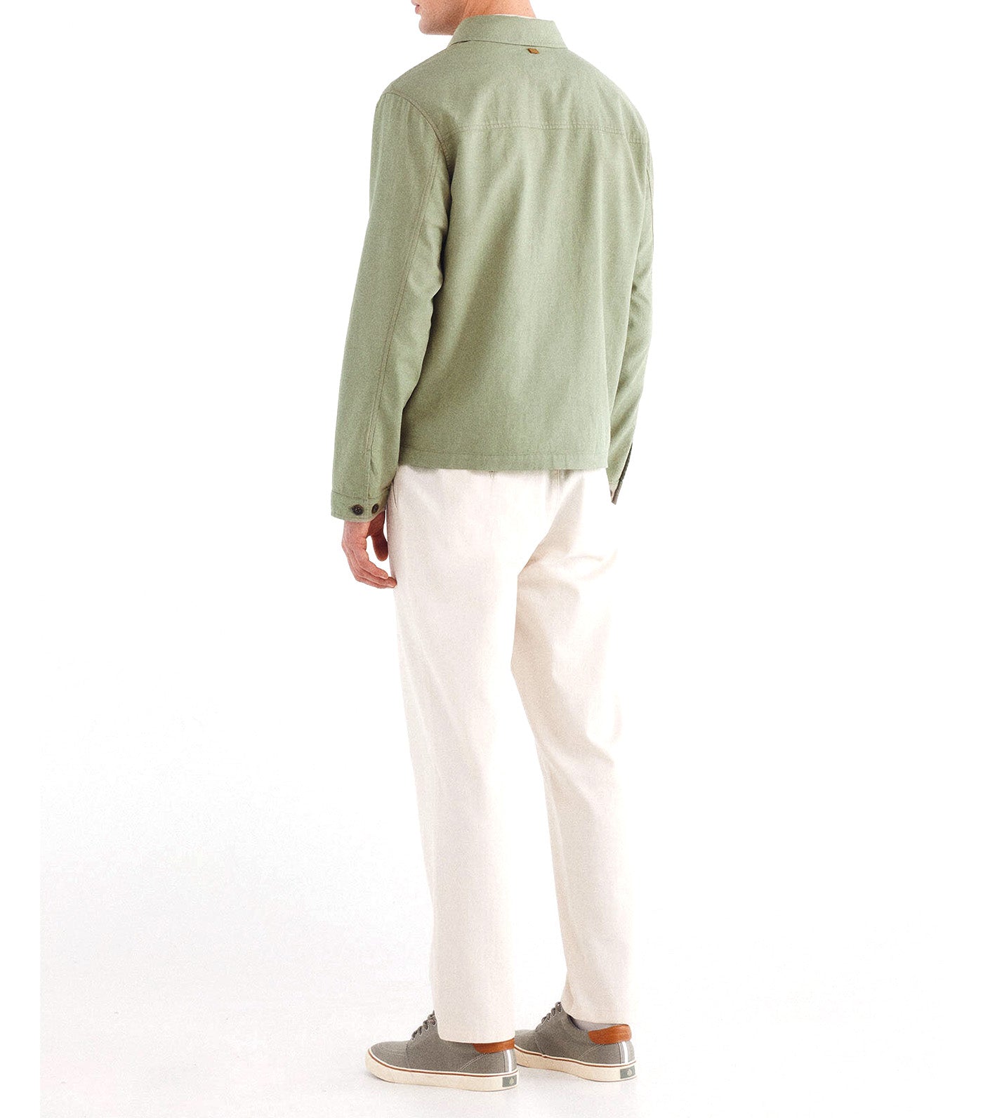 Slim Fit Herringbone Trousers White