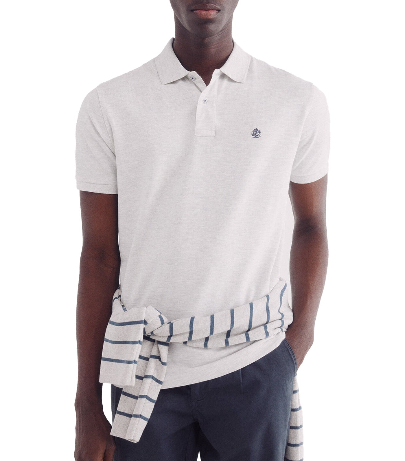 Regular Fit Basic Fancy Piqué Polo Light Gray