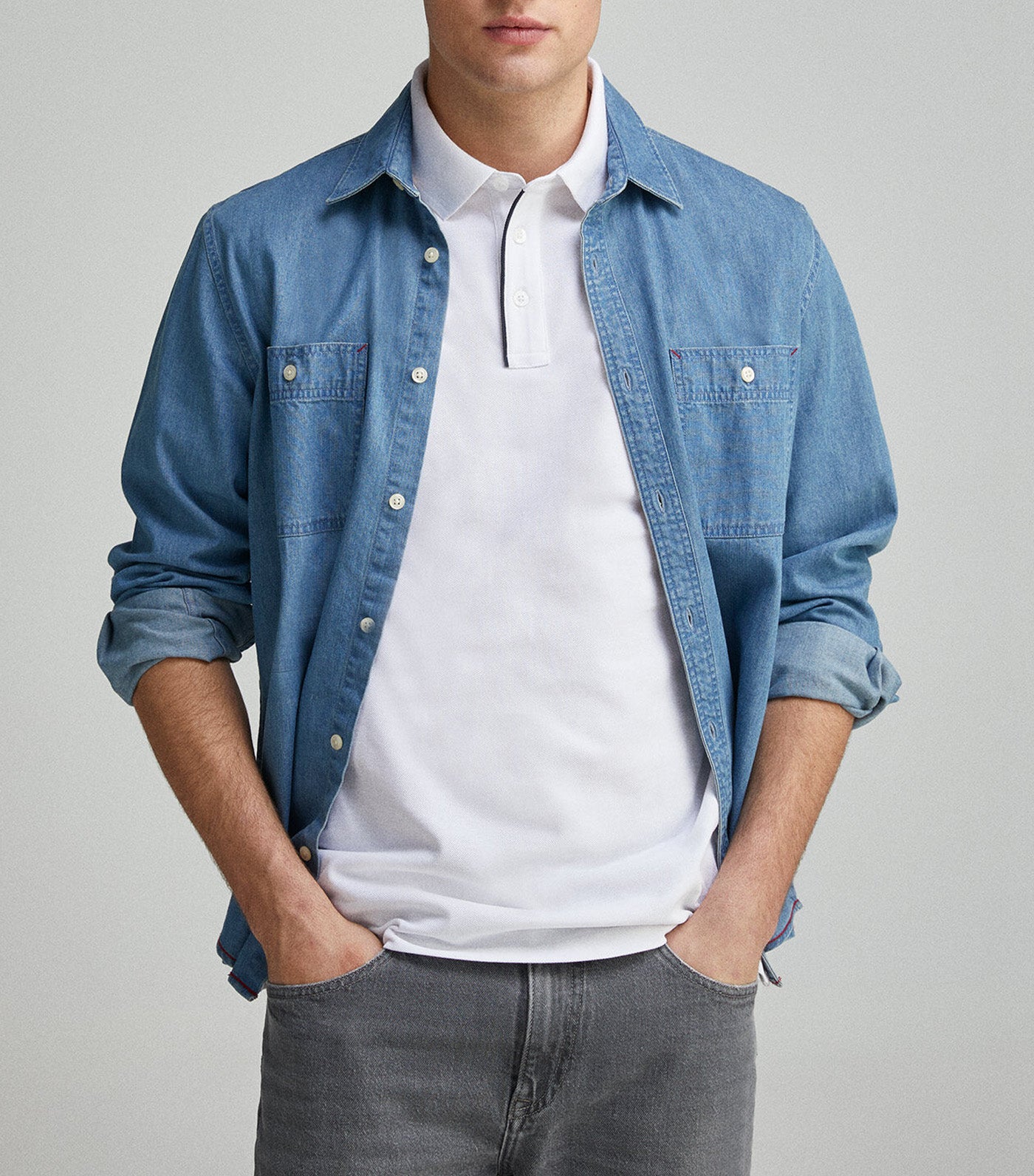 Slim Fit Contrast Piqué Polo Placket