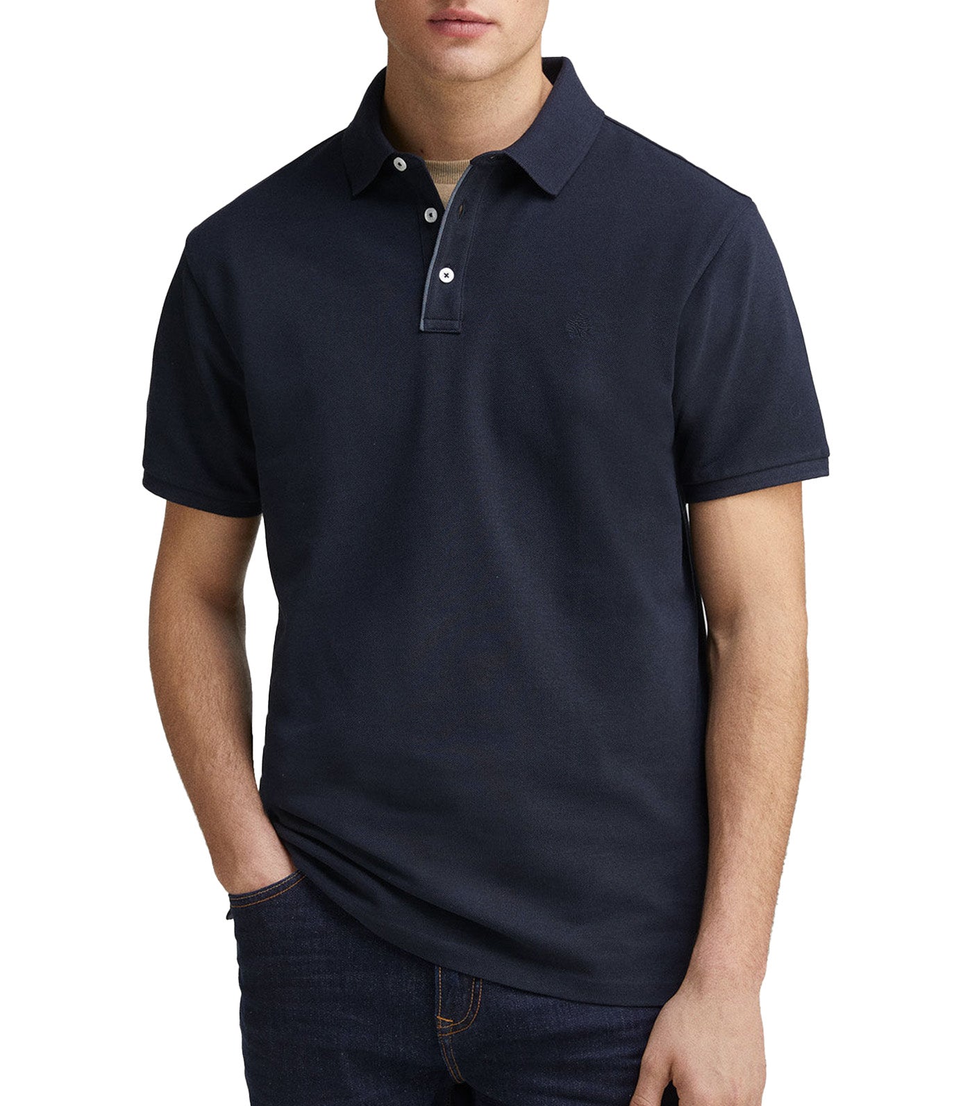 Slim Fit Contrast Piqué Polo Placket