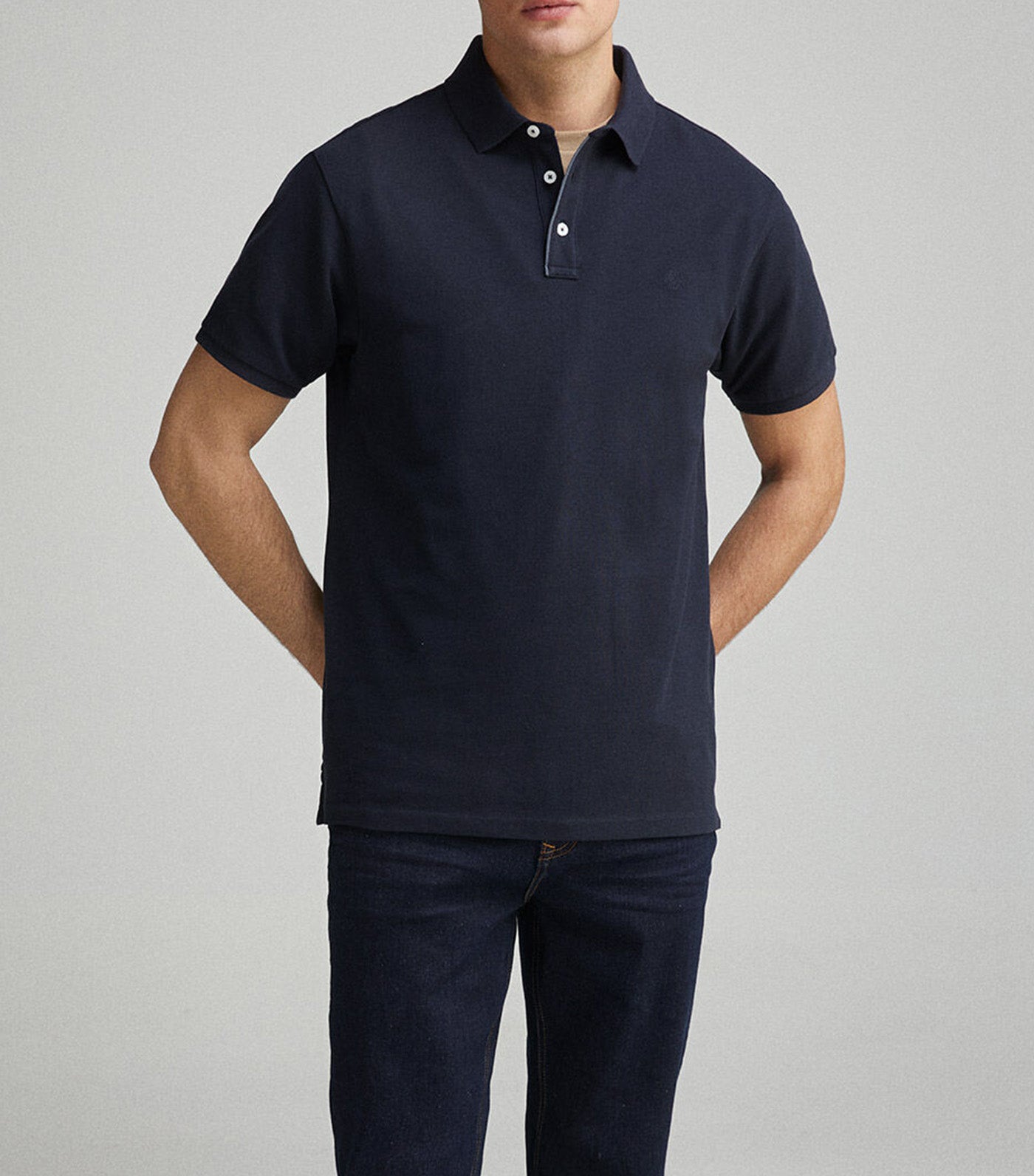 Slim Fit Contrast Piqué Polo Placket