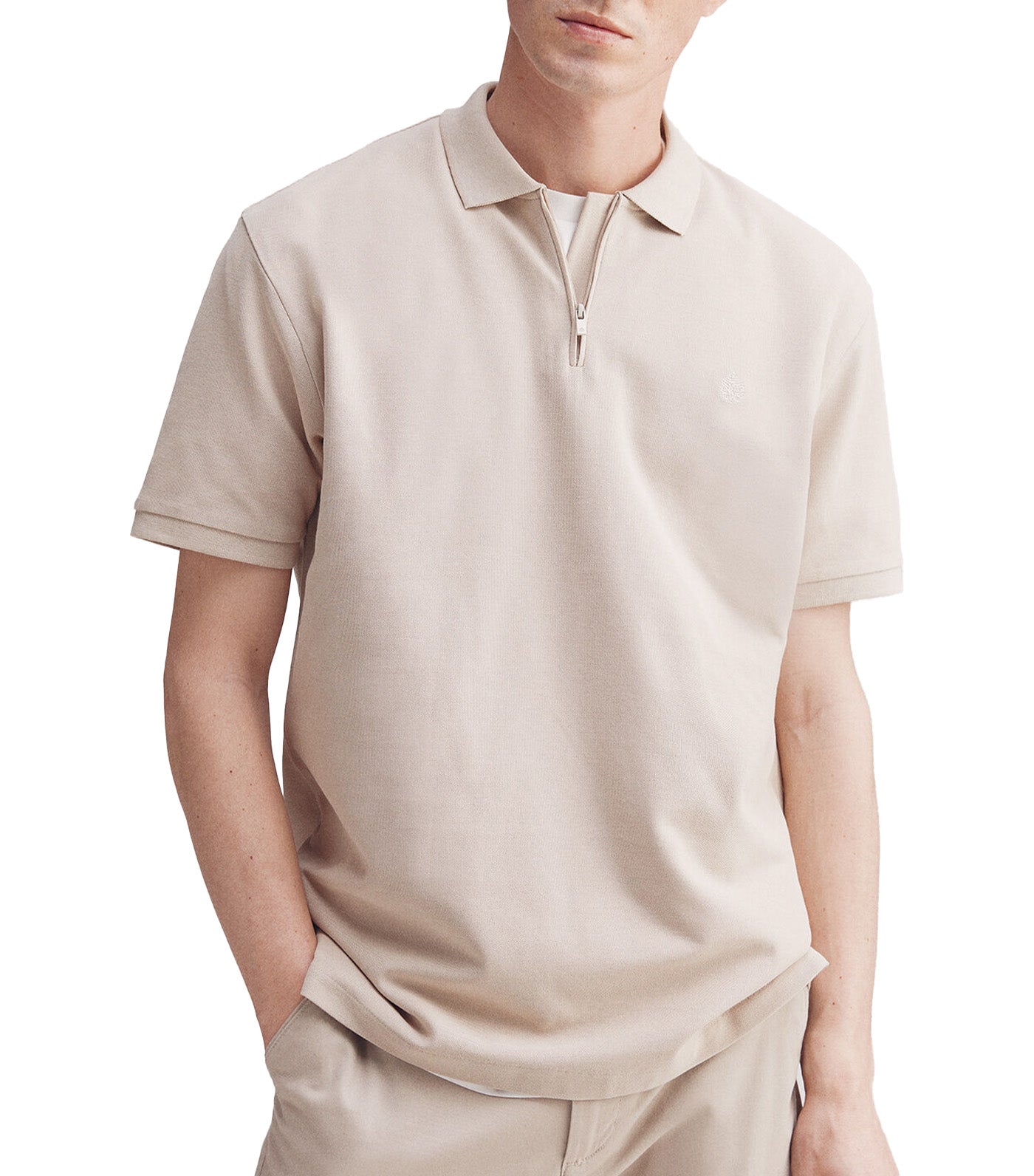 Regular Fit Zip Fastening Piqué Polo