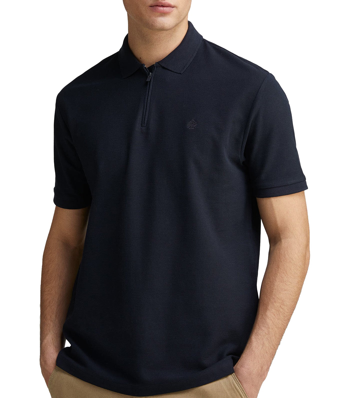 Regular Fit Zip Fastening Piqué Polo