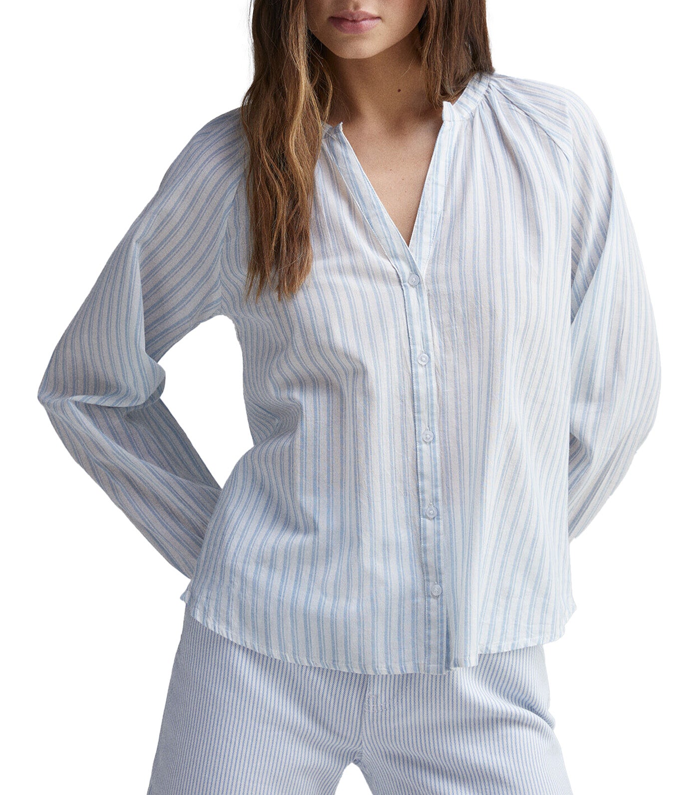 Mandarin Collar Volume Blouse