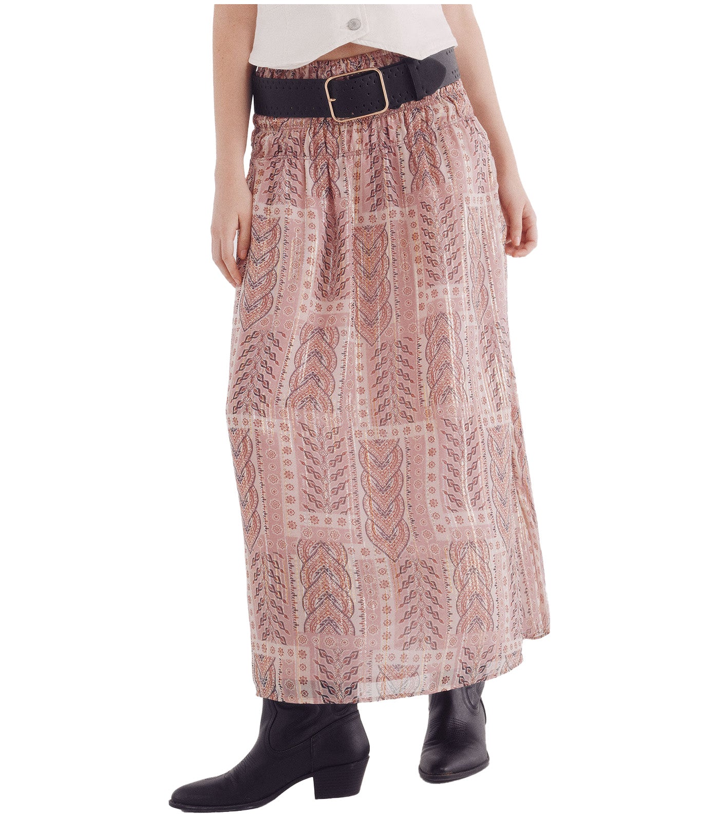 Long Lurex Chiffon Skirt