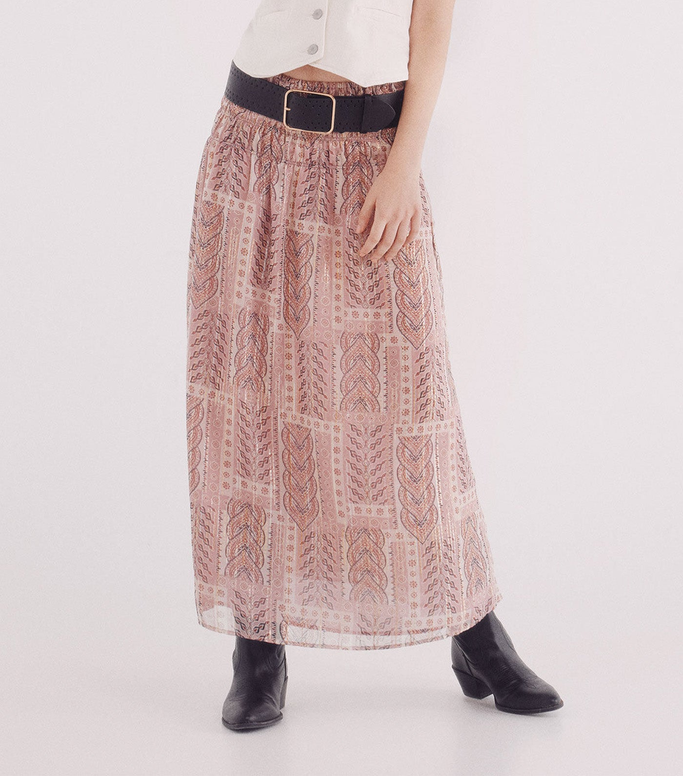 Long Lurex Chiffon Skirt