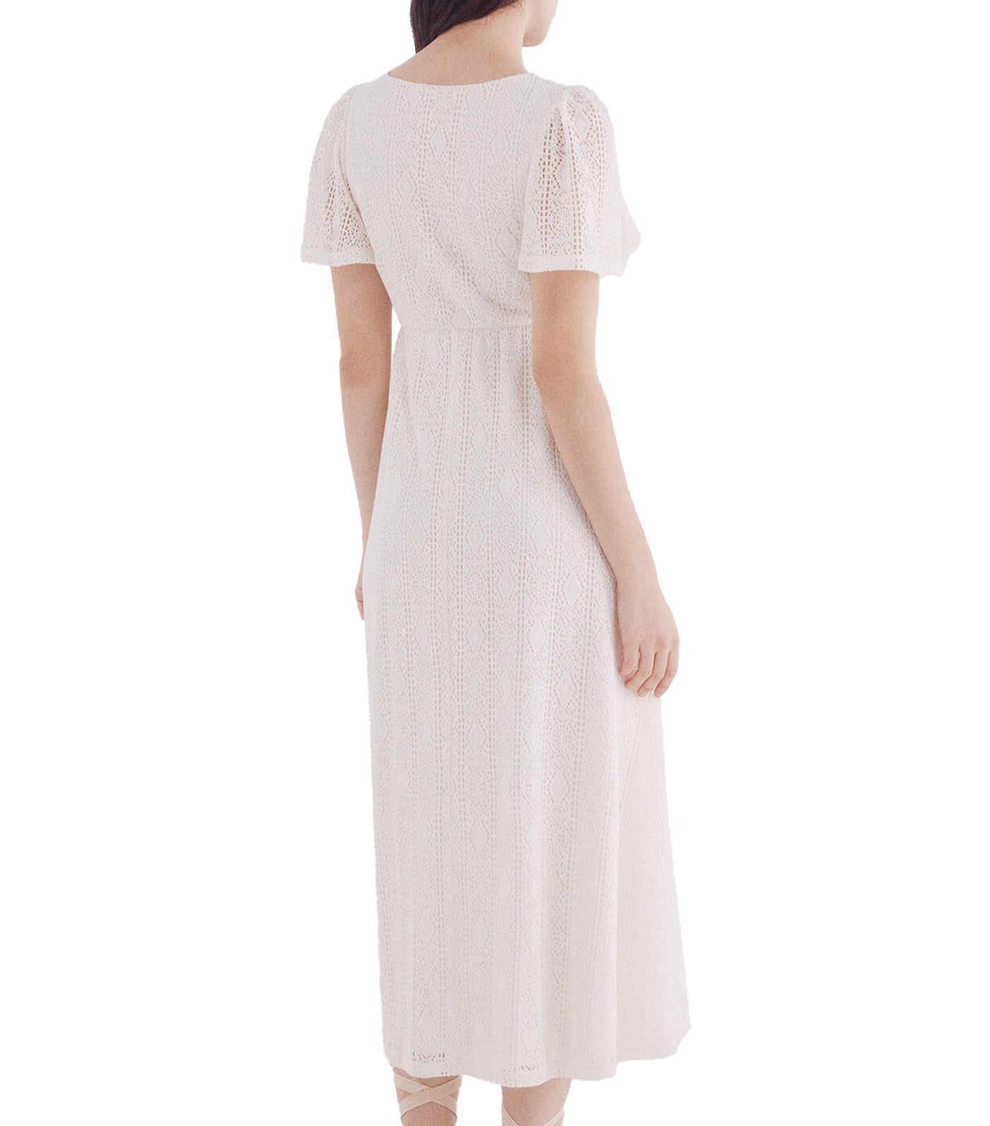 Cape Sleeve Crochet Midi Dress