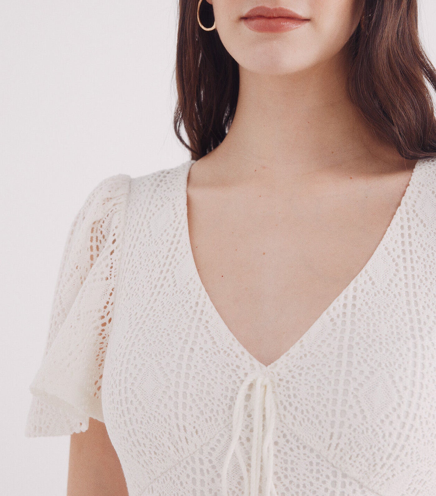 Cape Sleeve Crochet Midi Dress