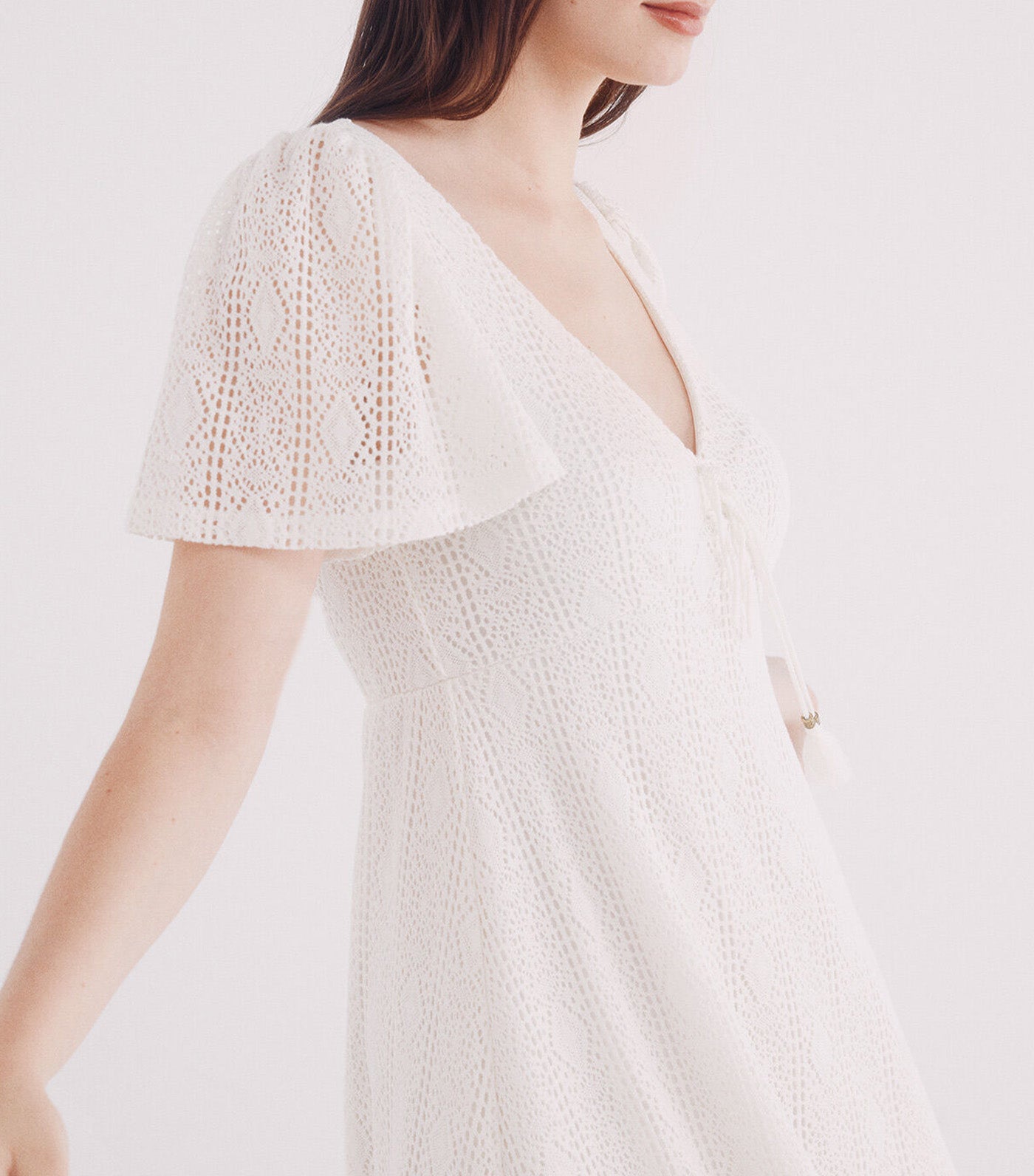 Cape Sleeve Crochet Midi Dress