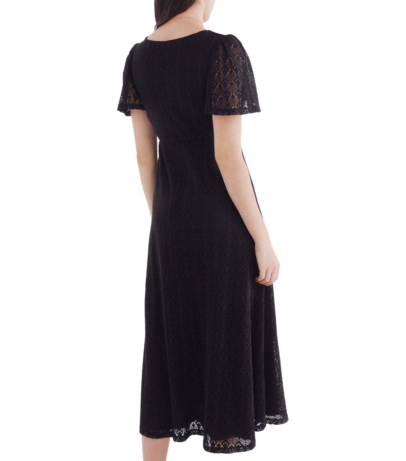 Cape Sleeve Crochet Midi Dress