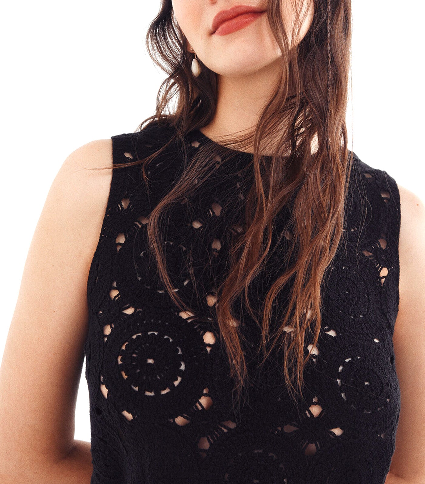 Combined Crochet Top Black