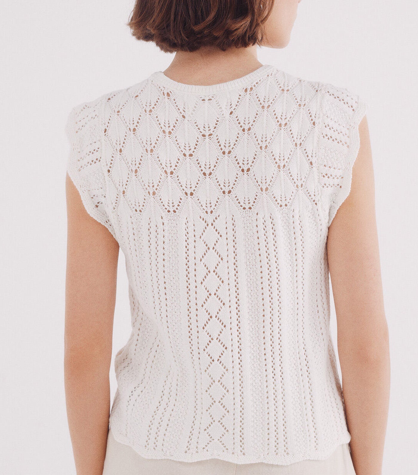 Openwork Knitted Top Beige