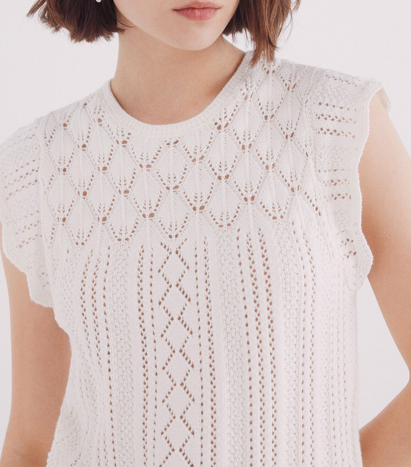 Openwork Knitted Top Beige