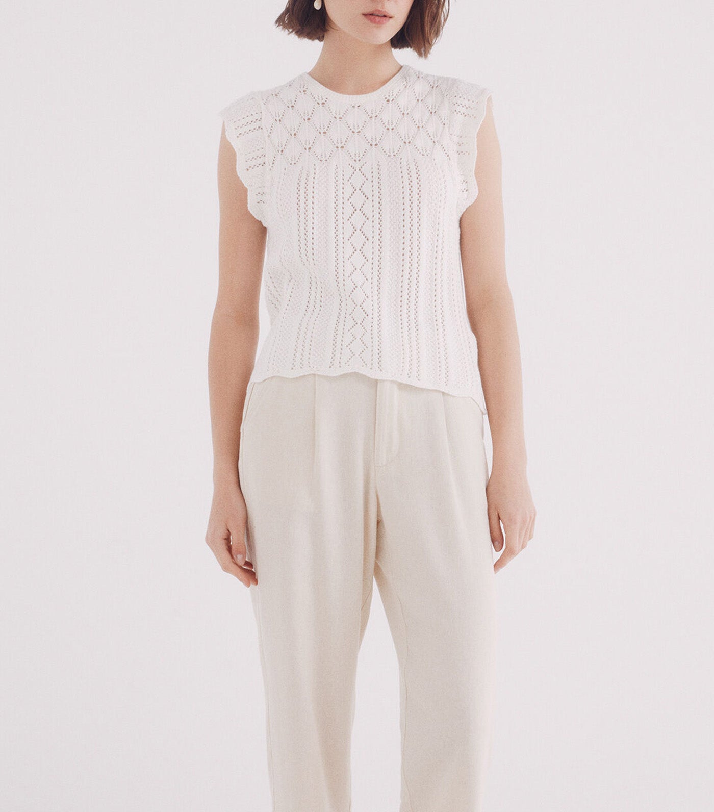 Openwork Knitted Top Beige