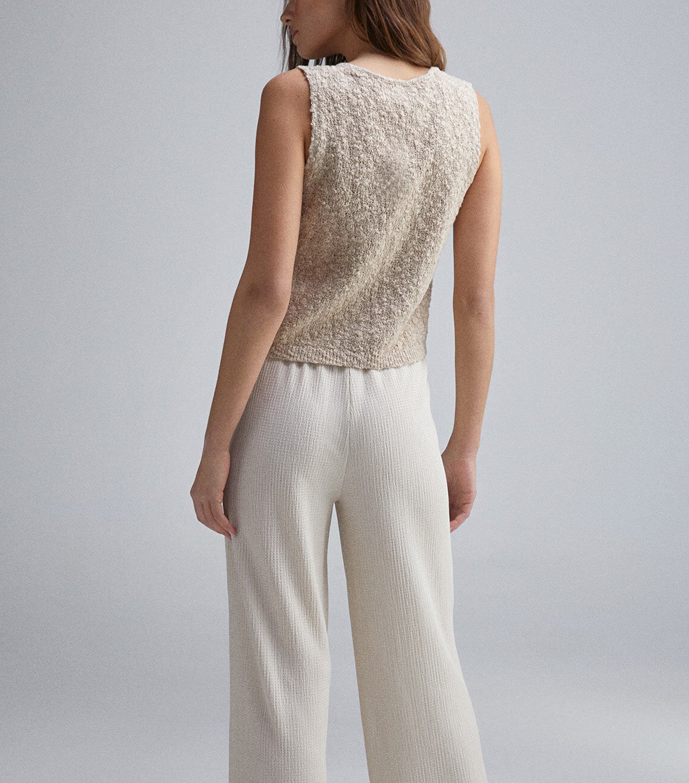 Jersey-Knit Vest with Bows Tan Print