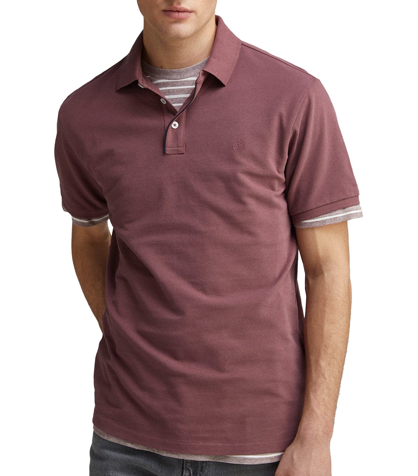 Slim Fit Contrast Piqué Polo Placket