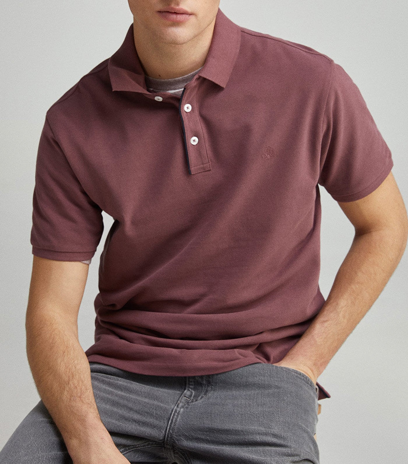 Slim Fit Contrast Piqué Polo Placket