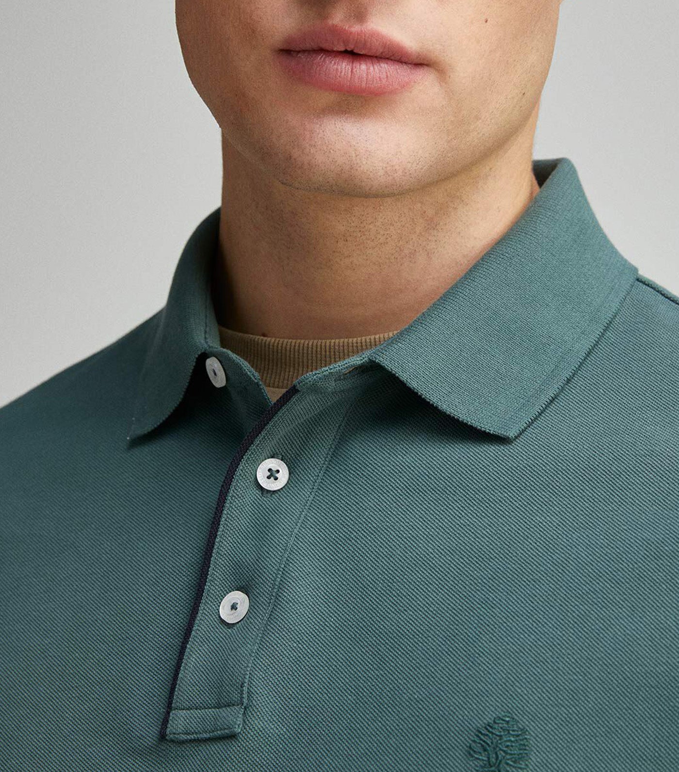 Slim Fit Contrast Piqué Polo Placket