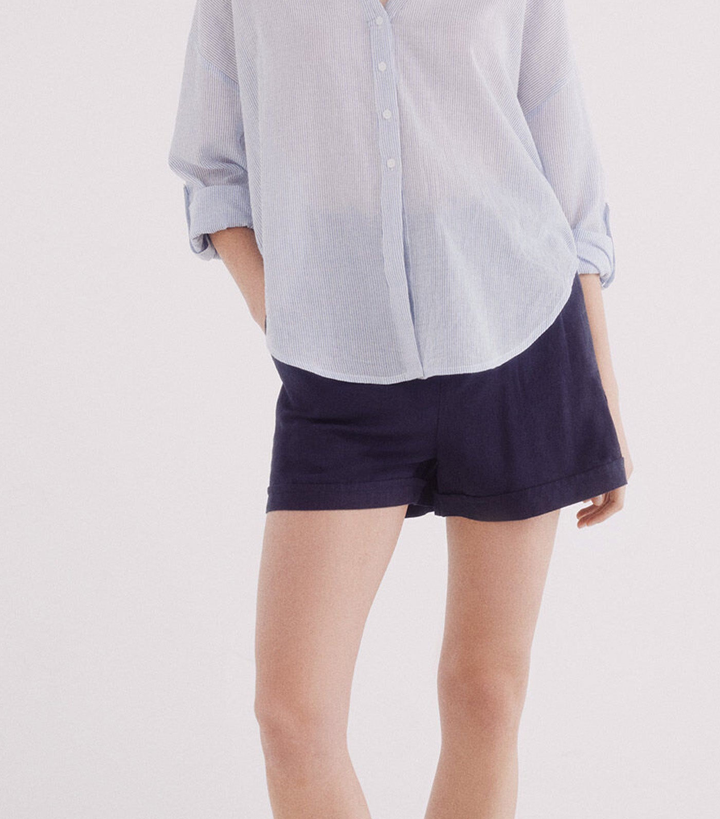 Linen Shorts with Braided Belt