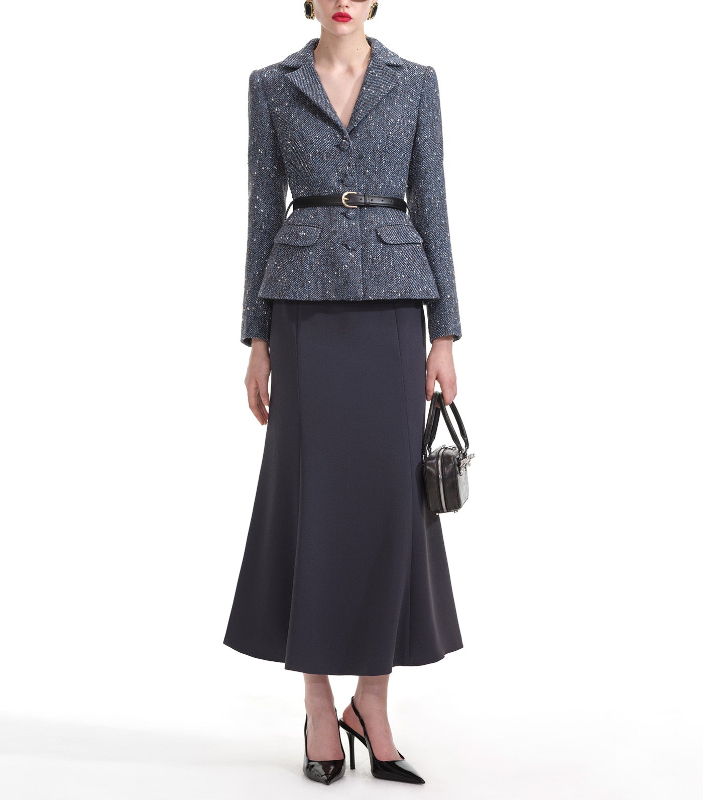 Boucle Midi Dress Blue