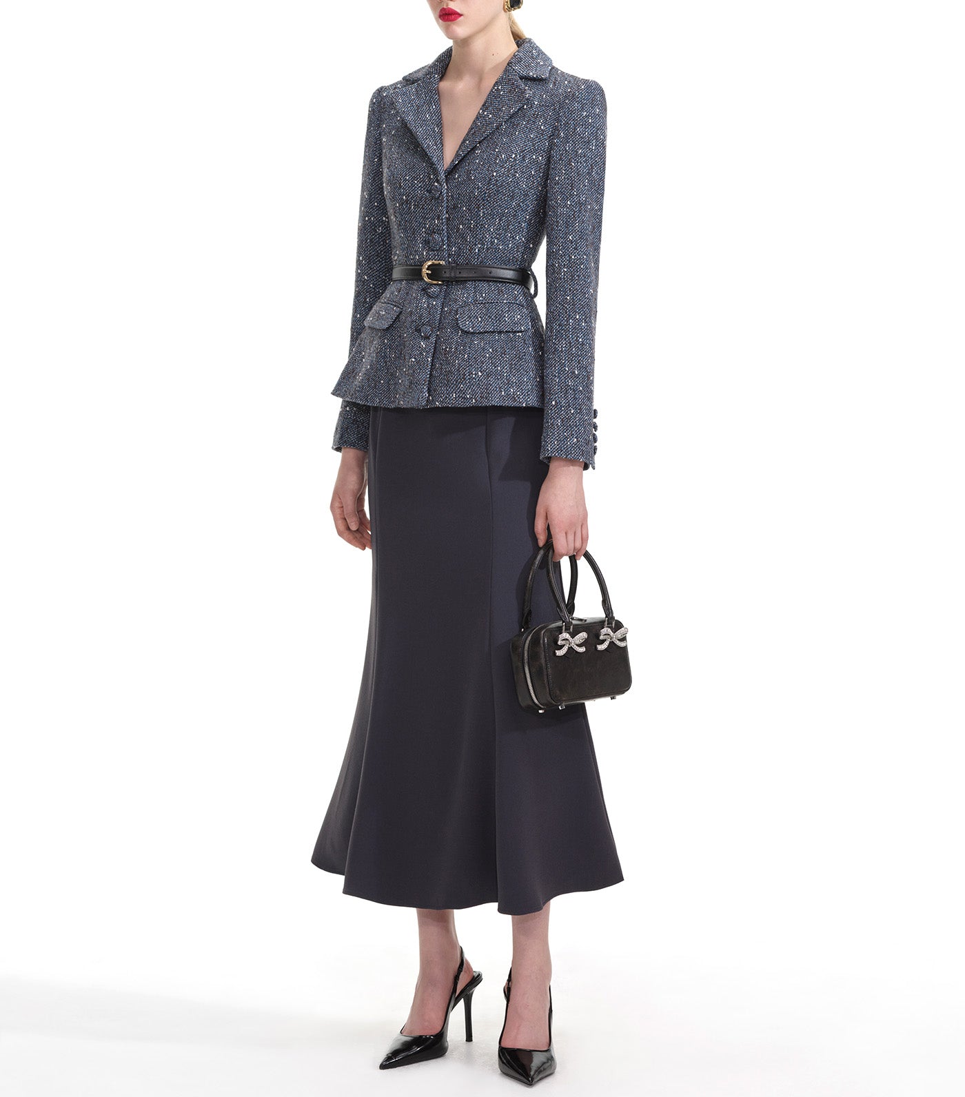 Boucle Midi Dress Blue