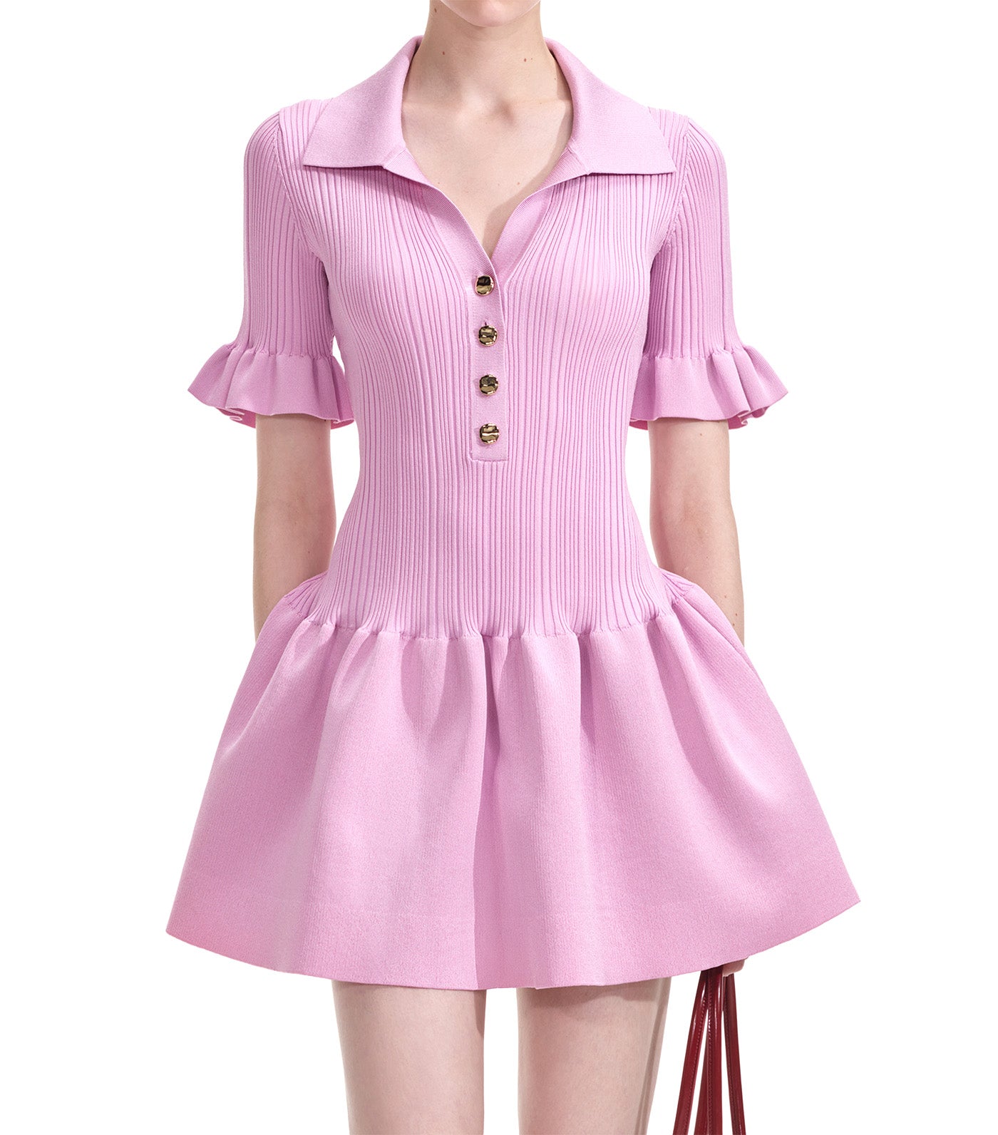 Viscose Rib Mini Dress Pink